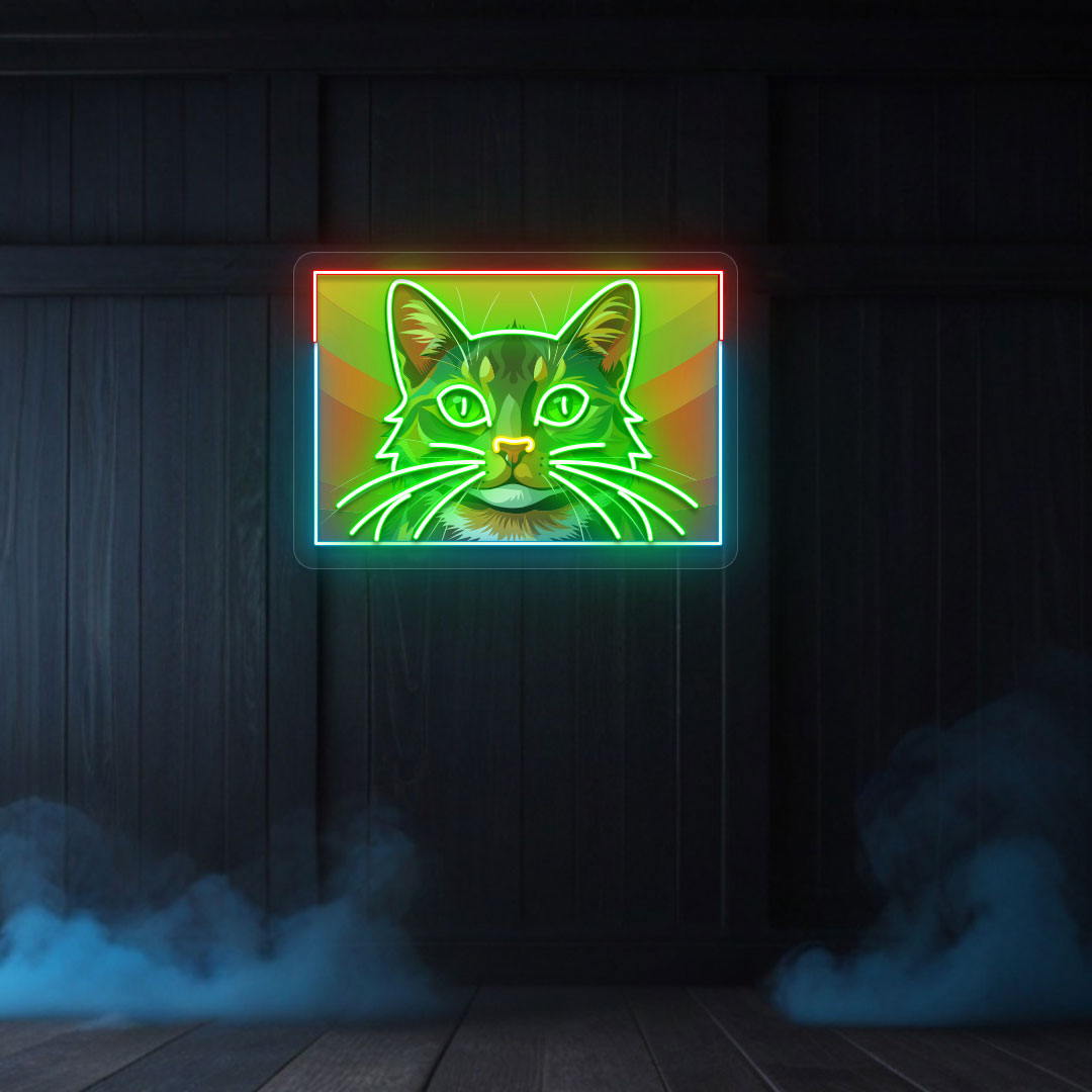 UV+Neon Cat Sign | Green