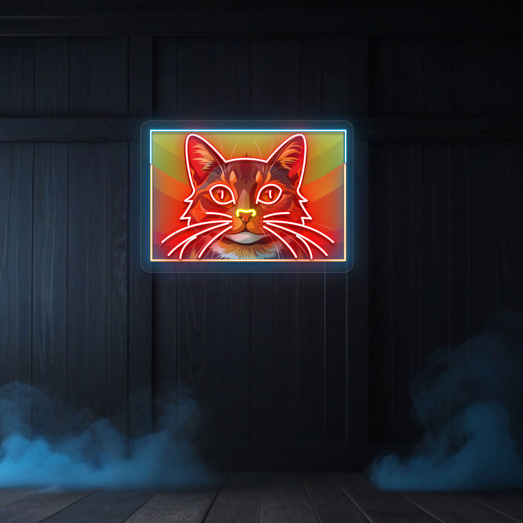 UV+Neon Cat Sign | Red