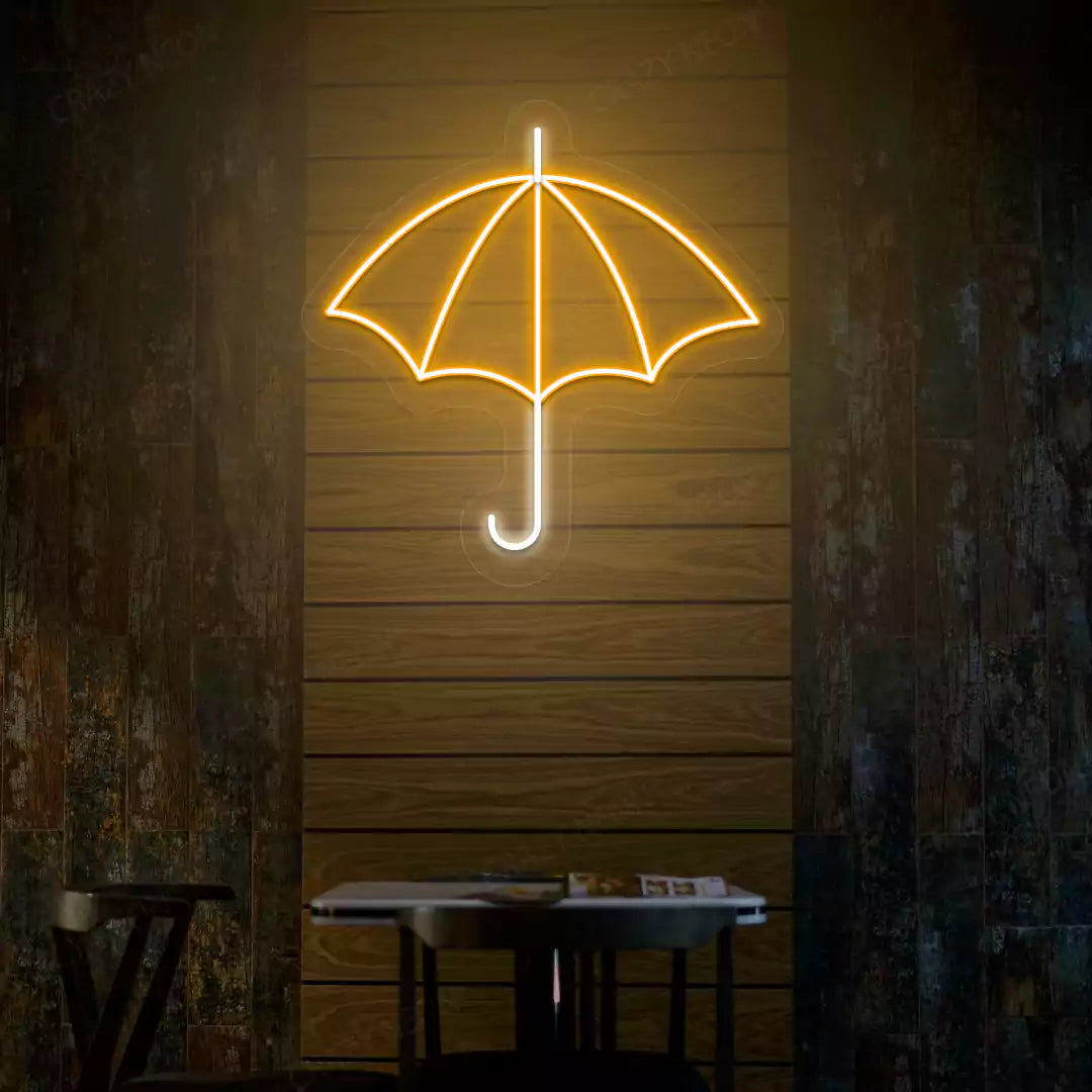 Umbrella neon sign in orange and white