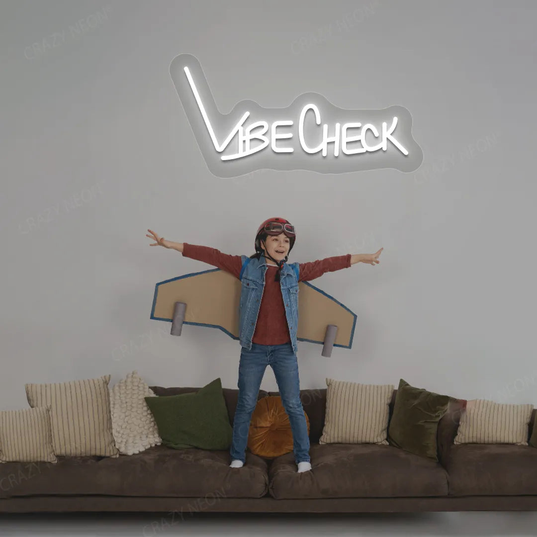 Vibe Check Neon Sign | White