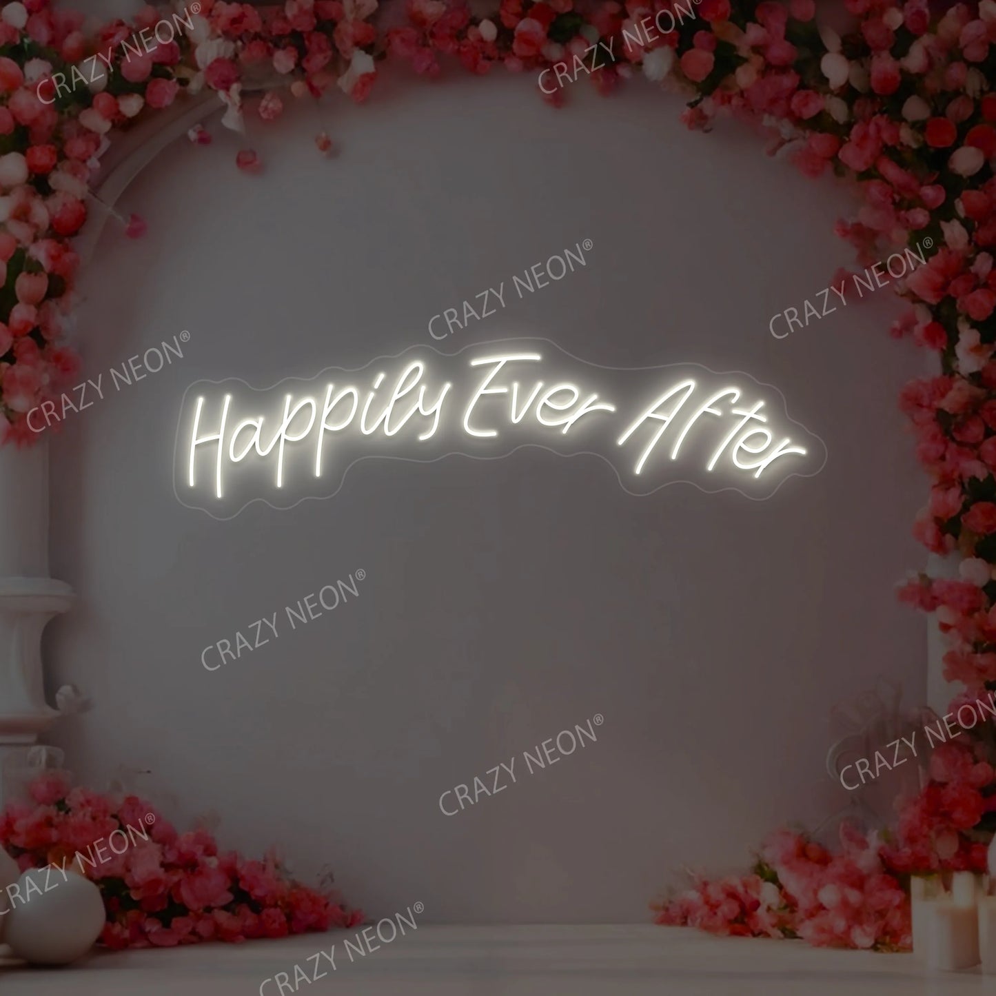 Happily Ever After Neon Sign | White