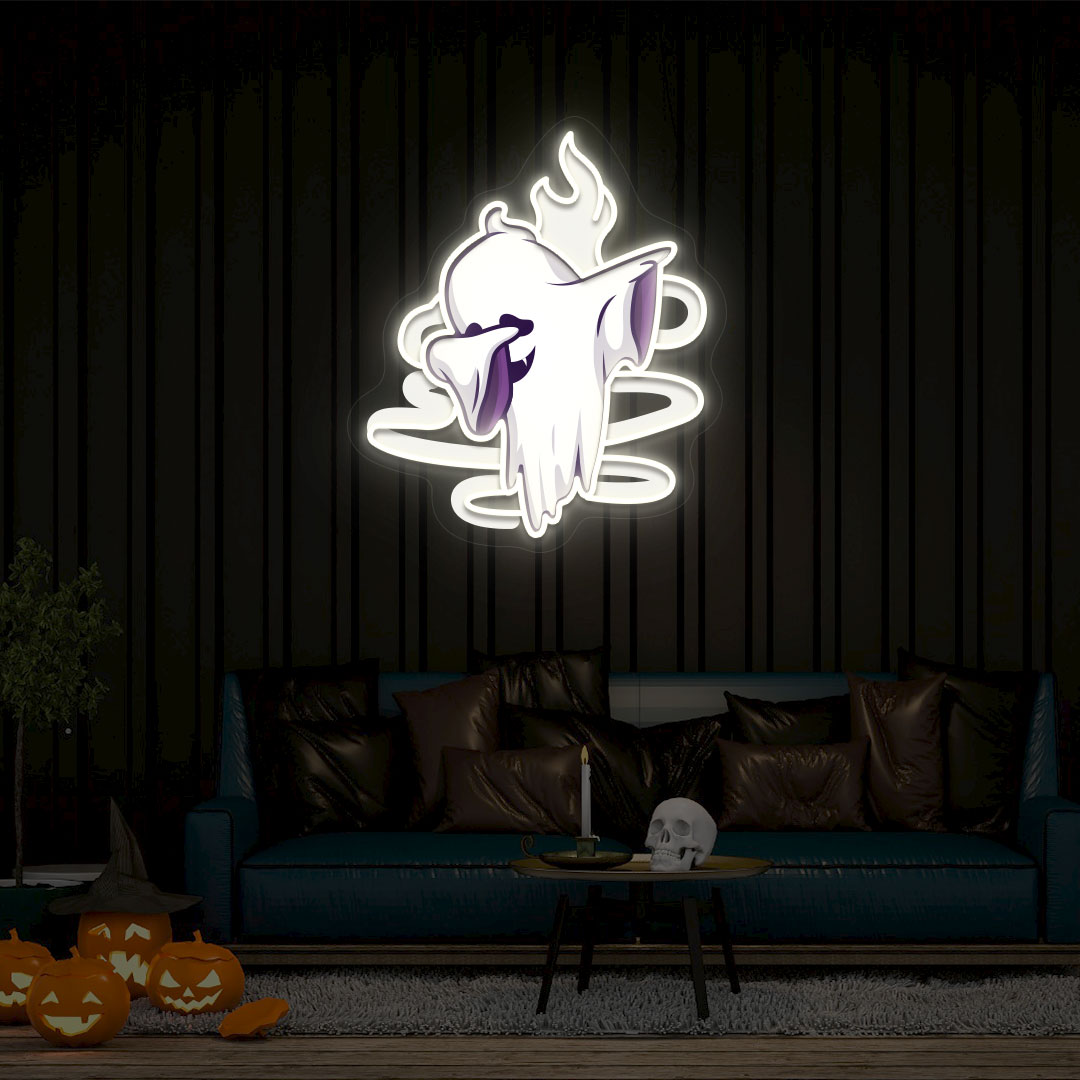 Stylish Ghoul Dab Neon Artwork | Warmwhite
