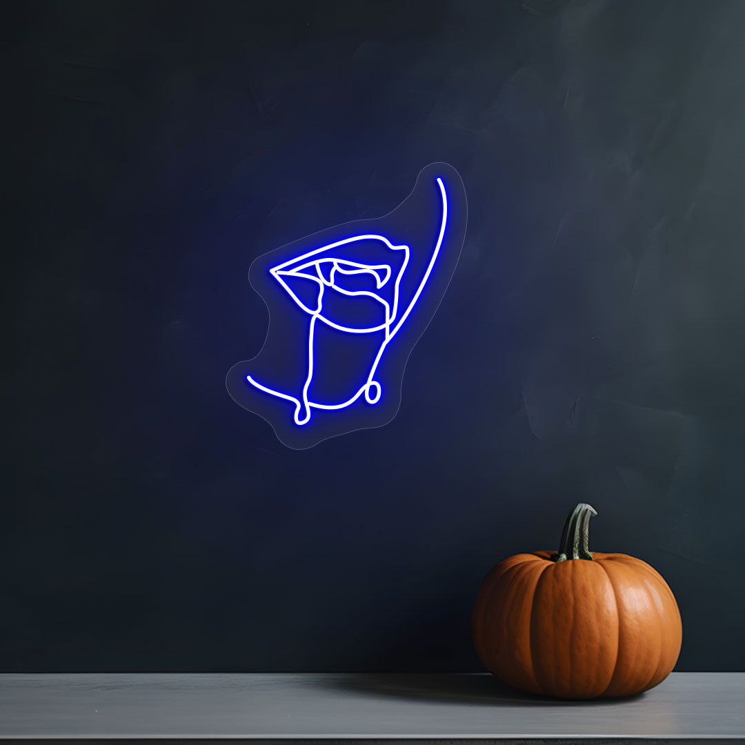 Dracula Mouth Neon Sign | Blue