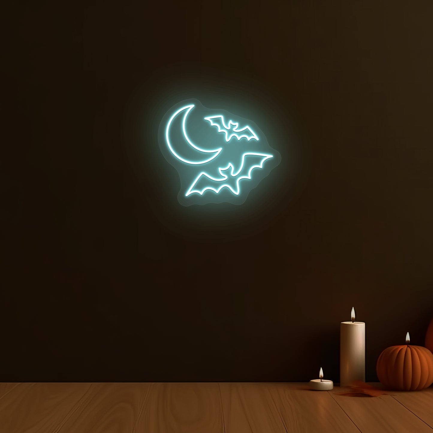 Moon and Bats Neon Sign | Iceblue