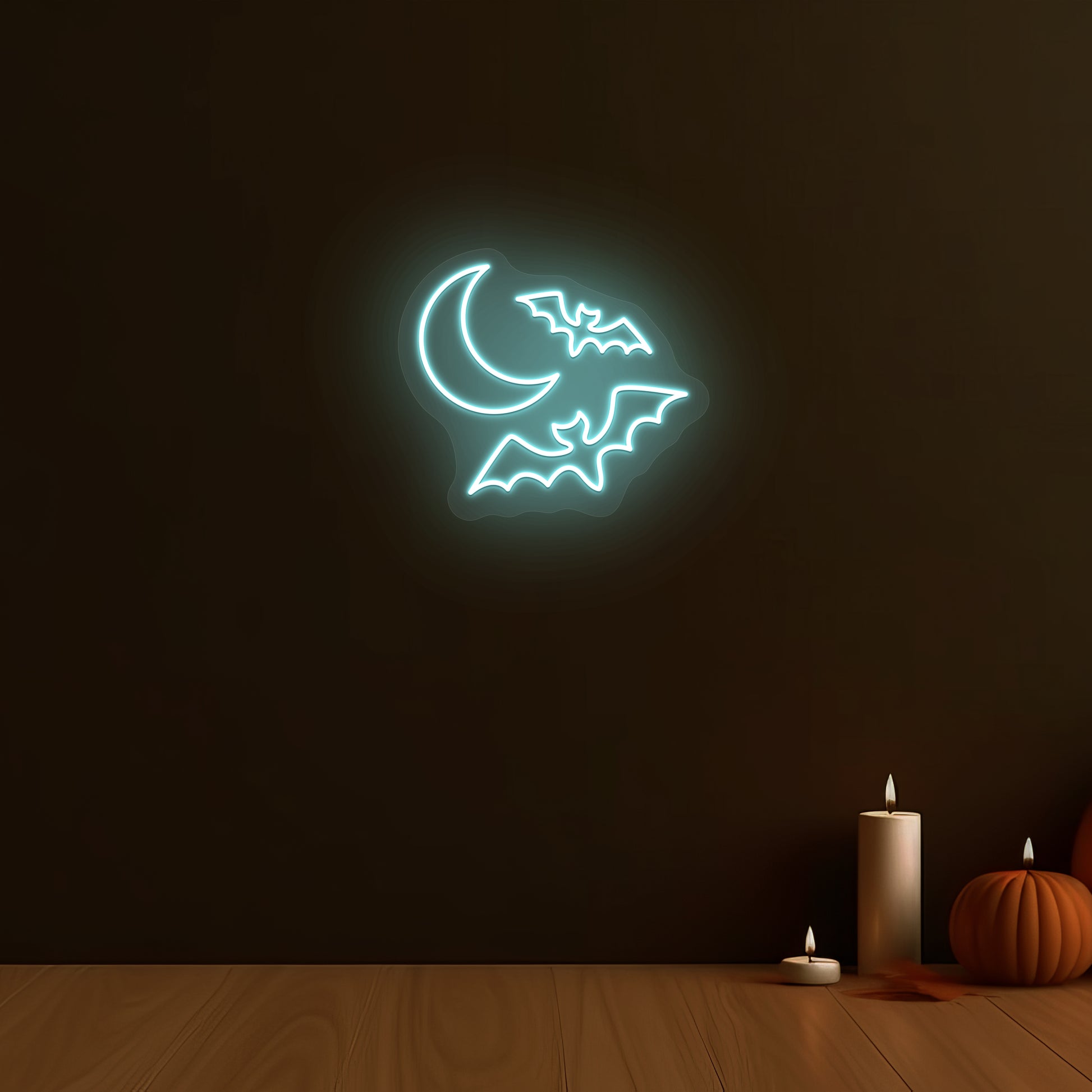 Moon and Bats Neon Sign | Iceblue