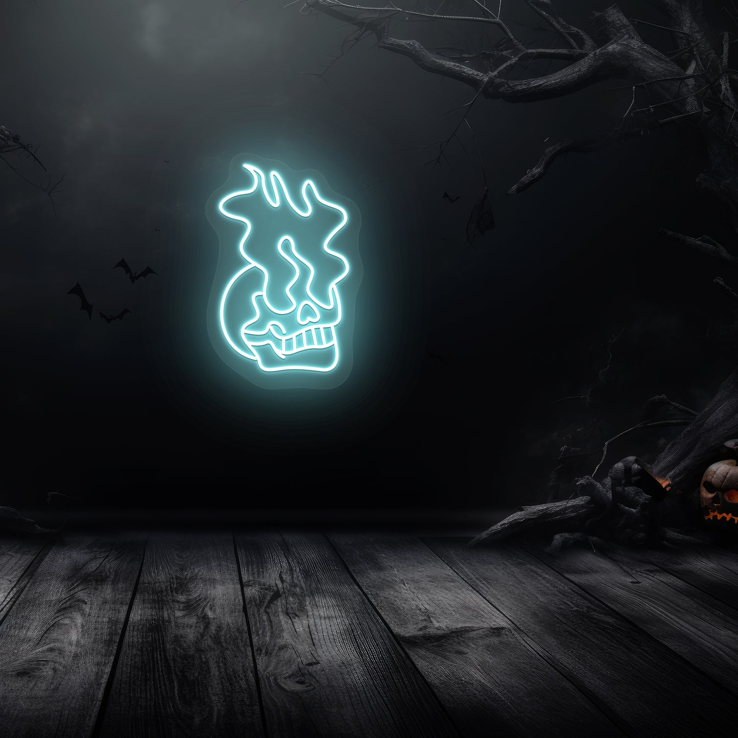 Skull Eyes On Fire Neon Sign | Iceblue