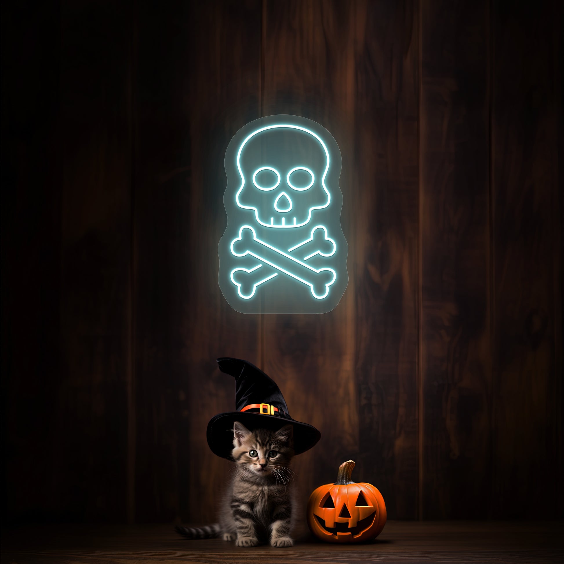 Skull With Bones Neon Sign | Iceblue
