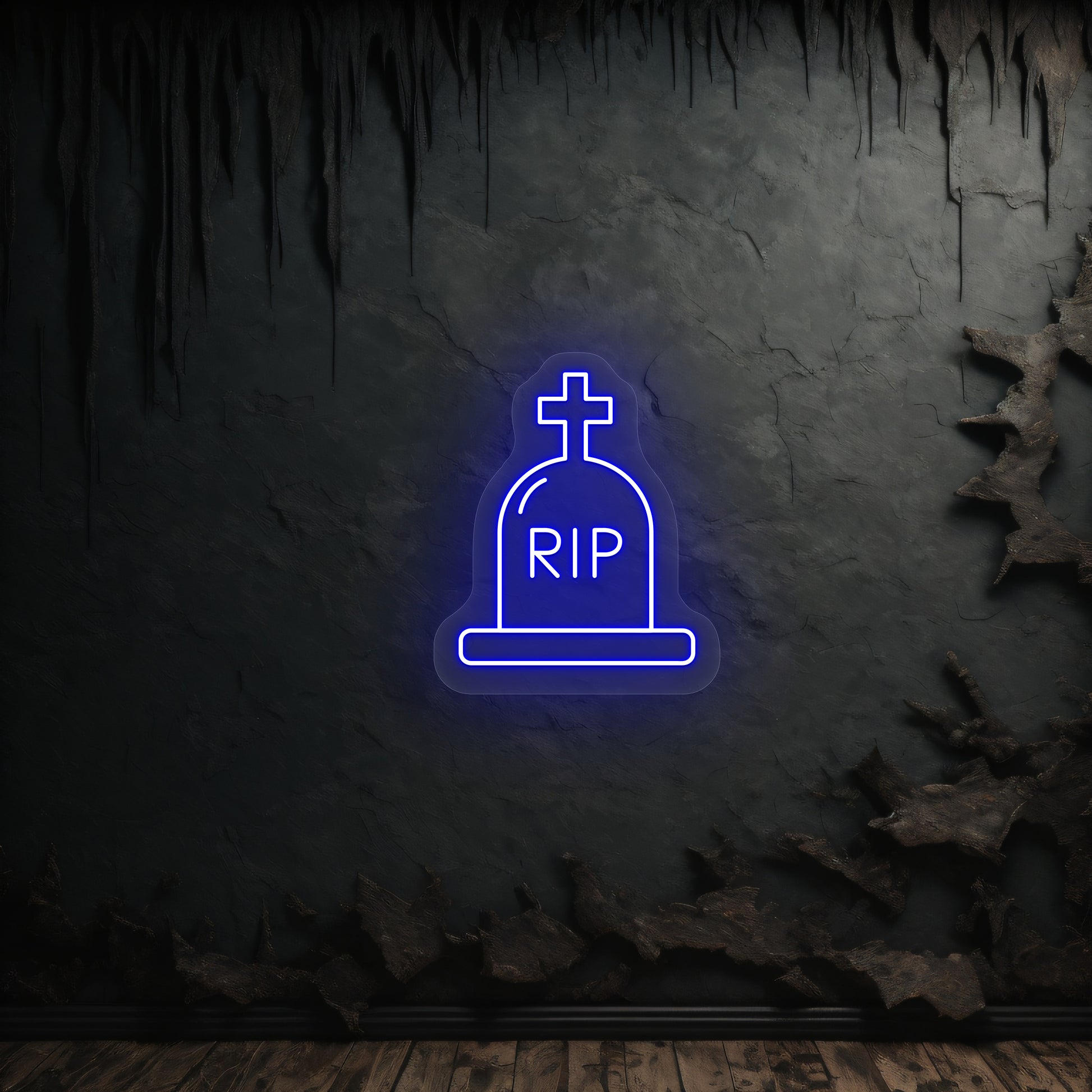RIP Tombstone Neon Sign | Blue