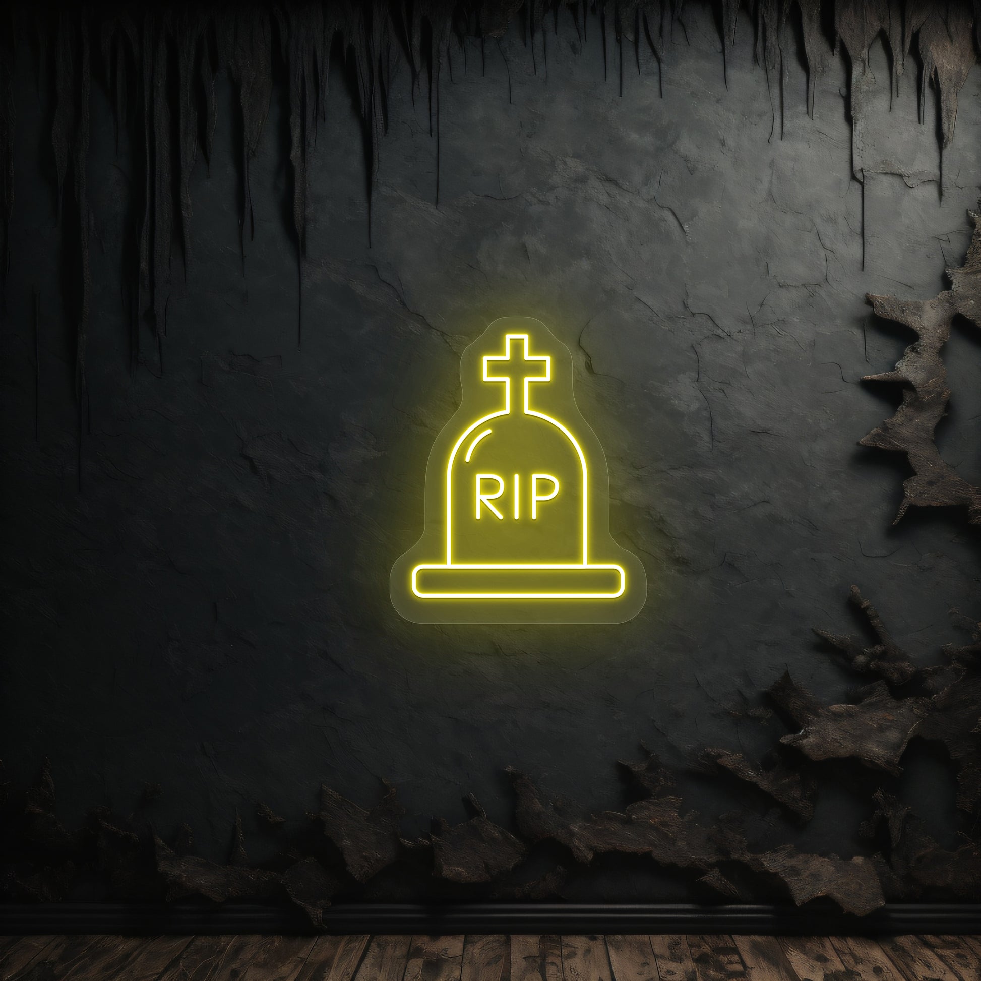 RIP Tombstone Neon Sign | Yellow