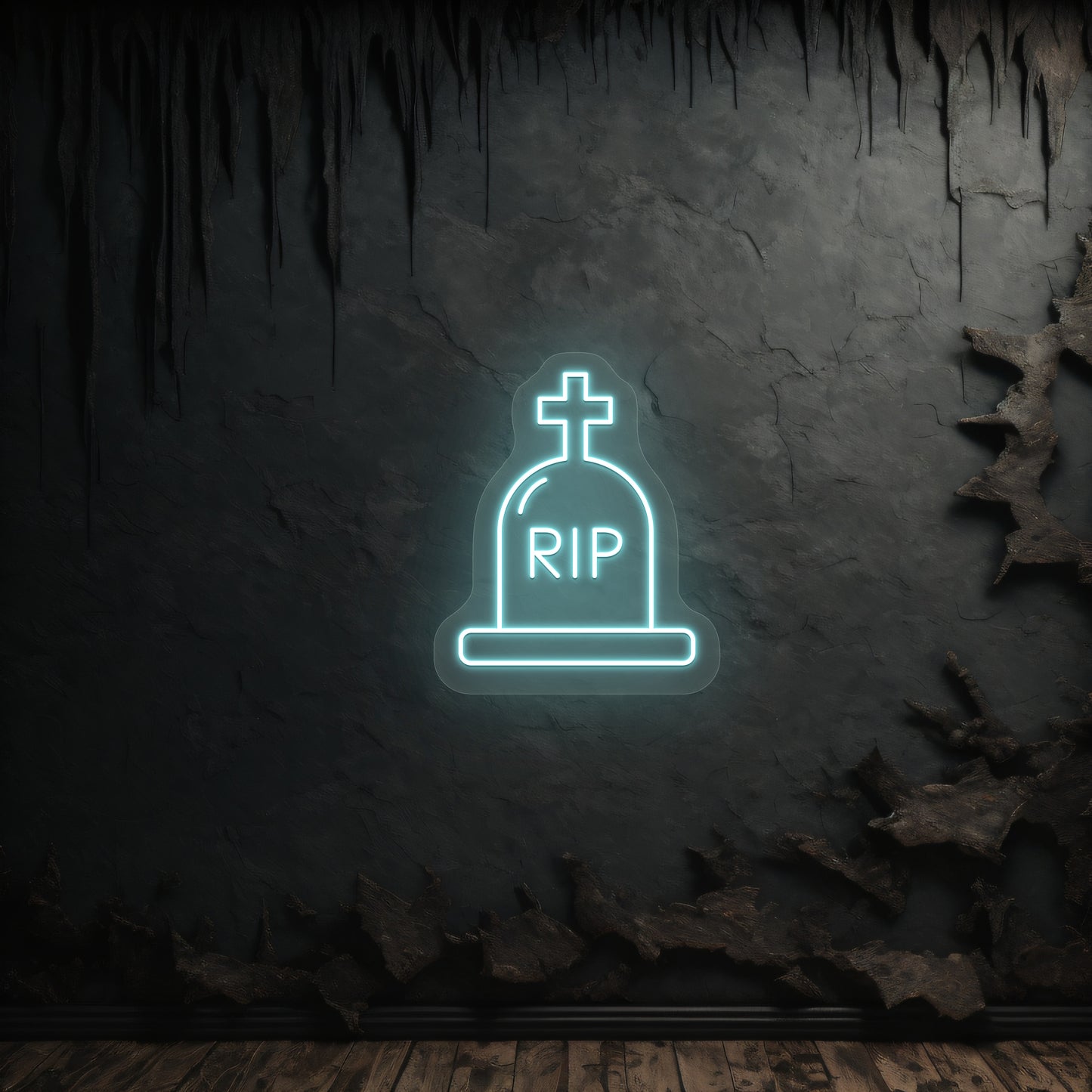 RIP Tombstone Neon Sign | Iceblue