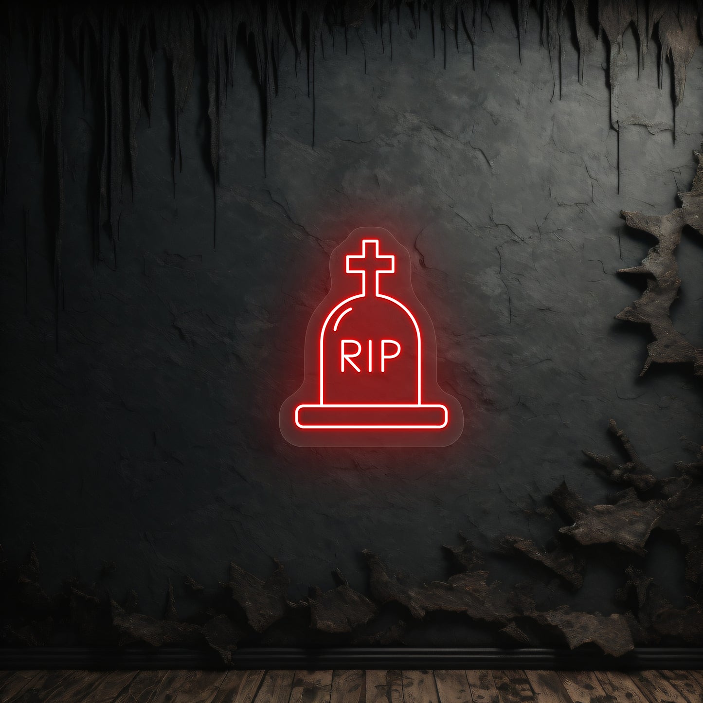RIP Tombstone Neon Sign | Red