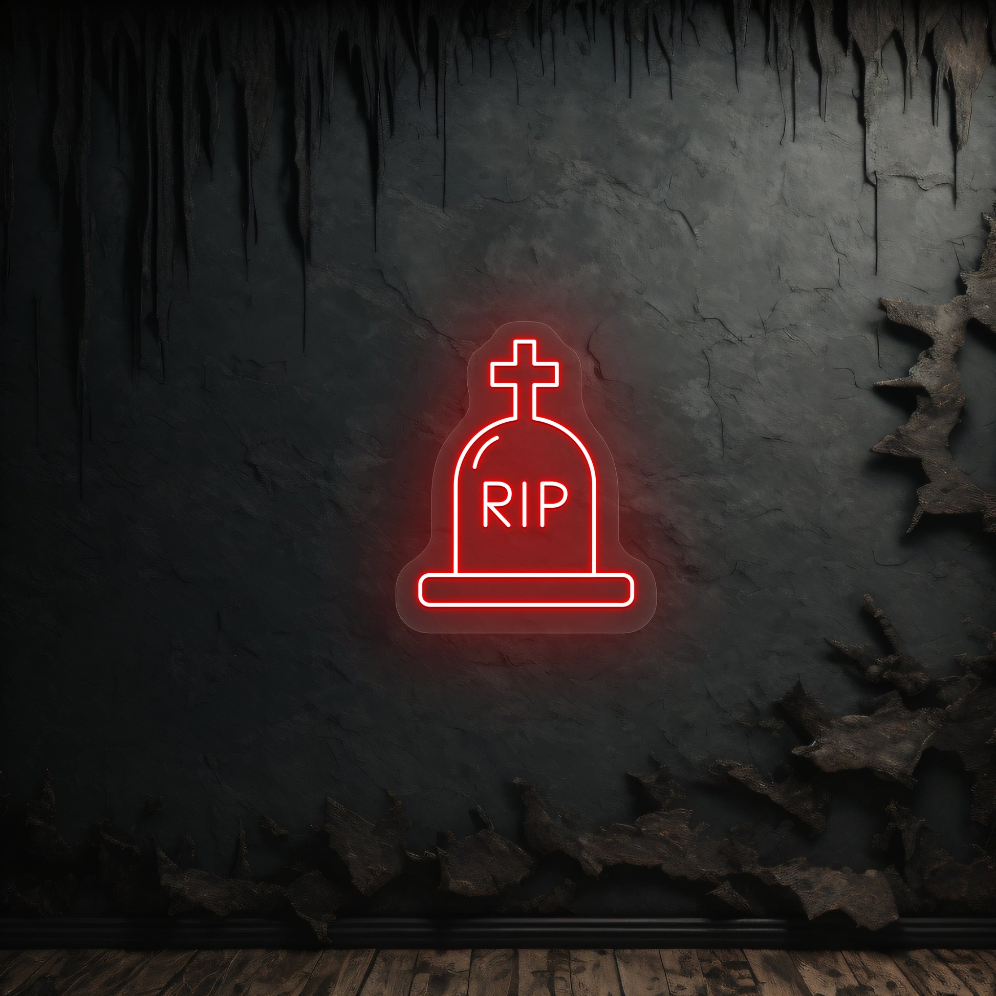 RIP Tombstone Neon Sign | Red