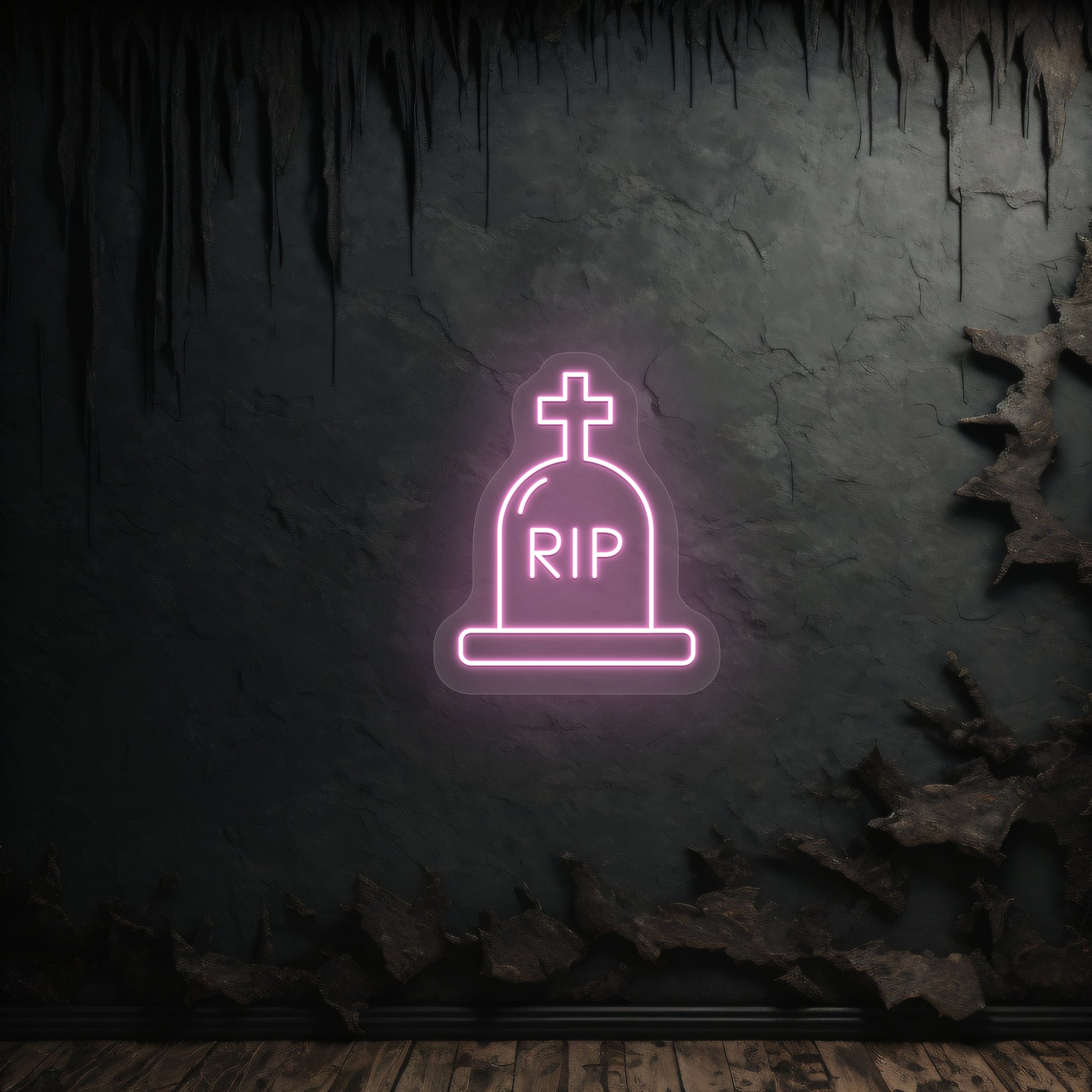 RIP Tombstone Neon Sign | Pink