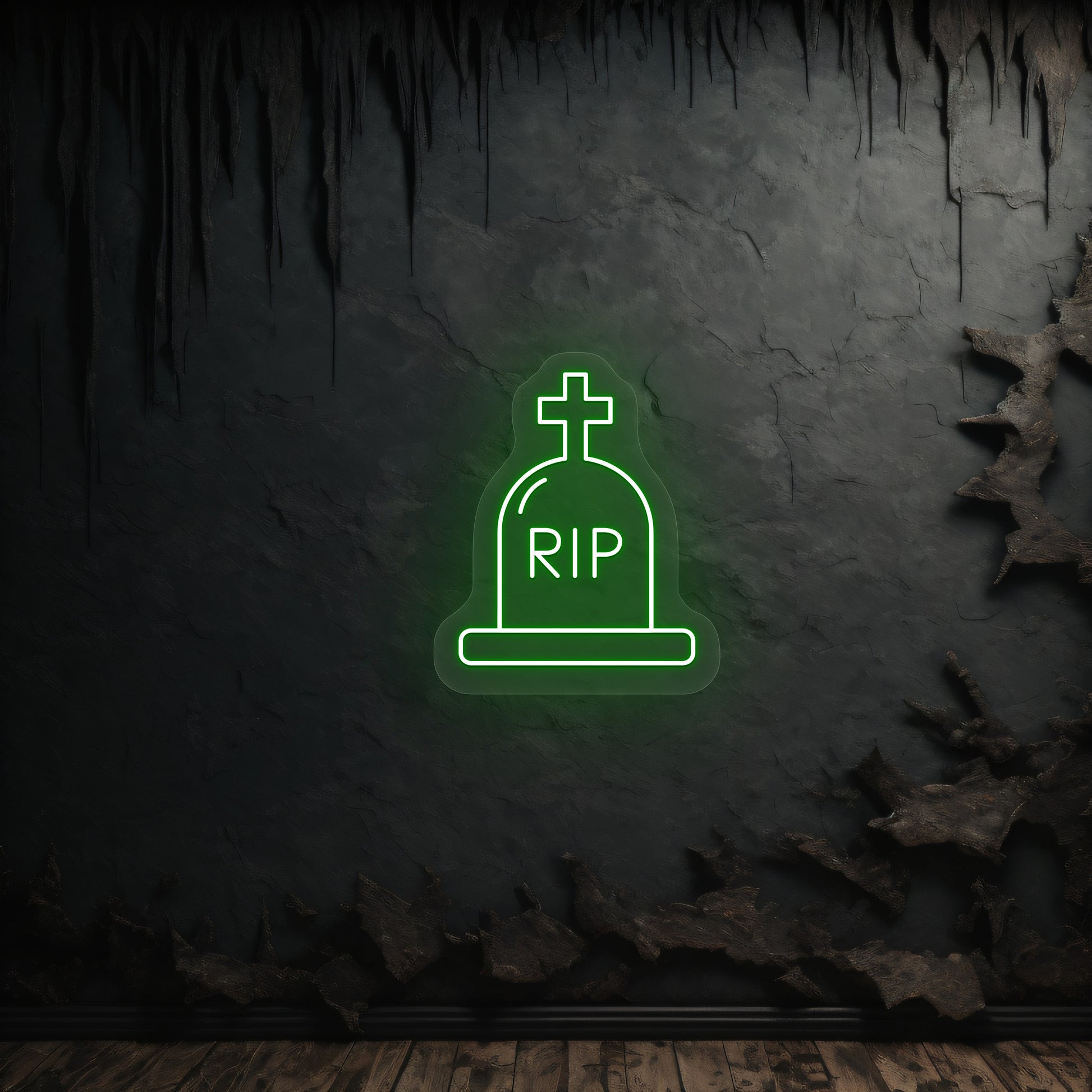 RIP Tombstone Neon Sign | Green