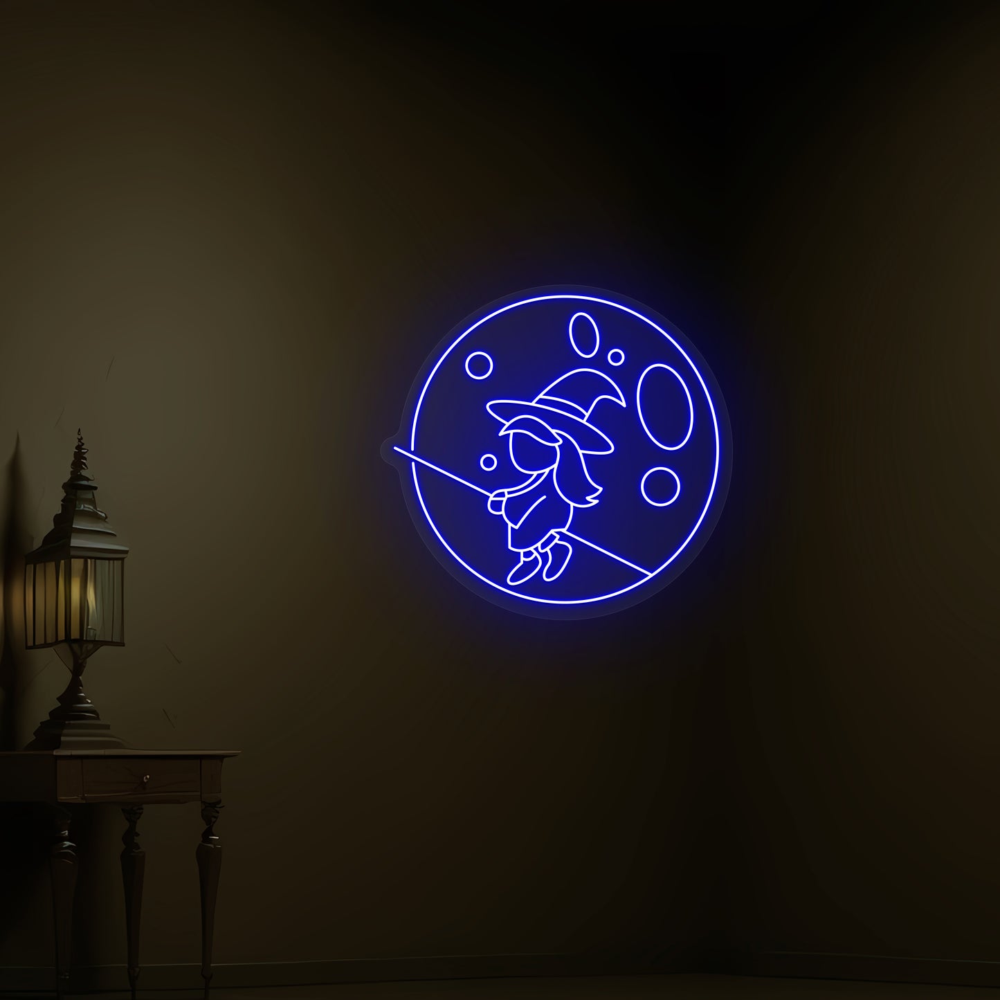 Baby Witch Flying Neon Sign | Blue