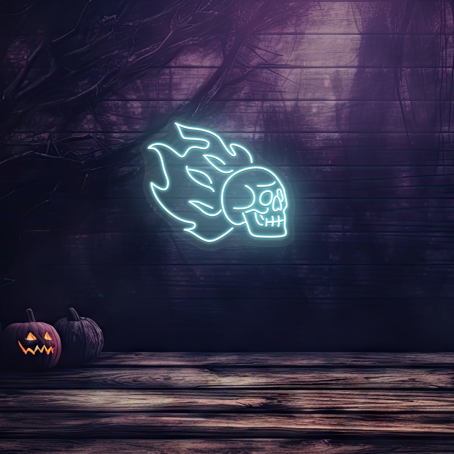 Skull On Fire Neon Sign | Iceblue