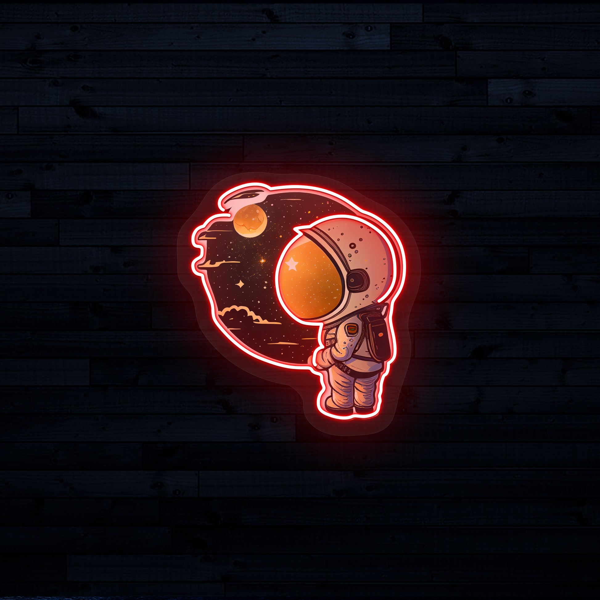 Astronaut Neon Artwork | Red