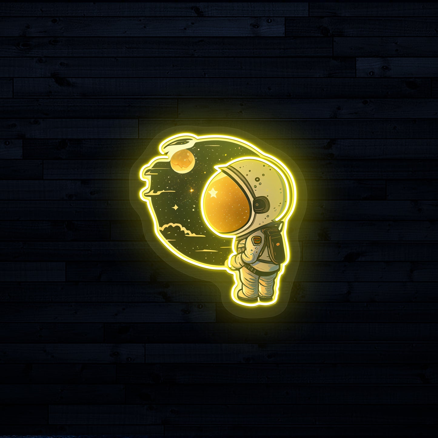 Astronaut Neon Artwork | Yellow