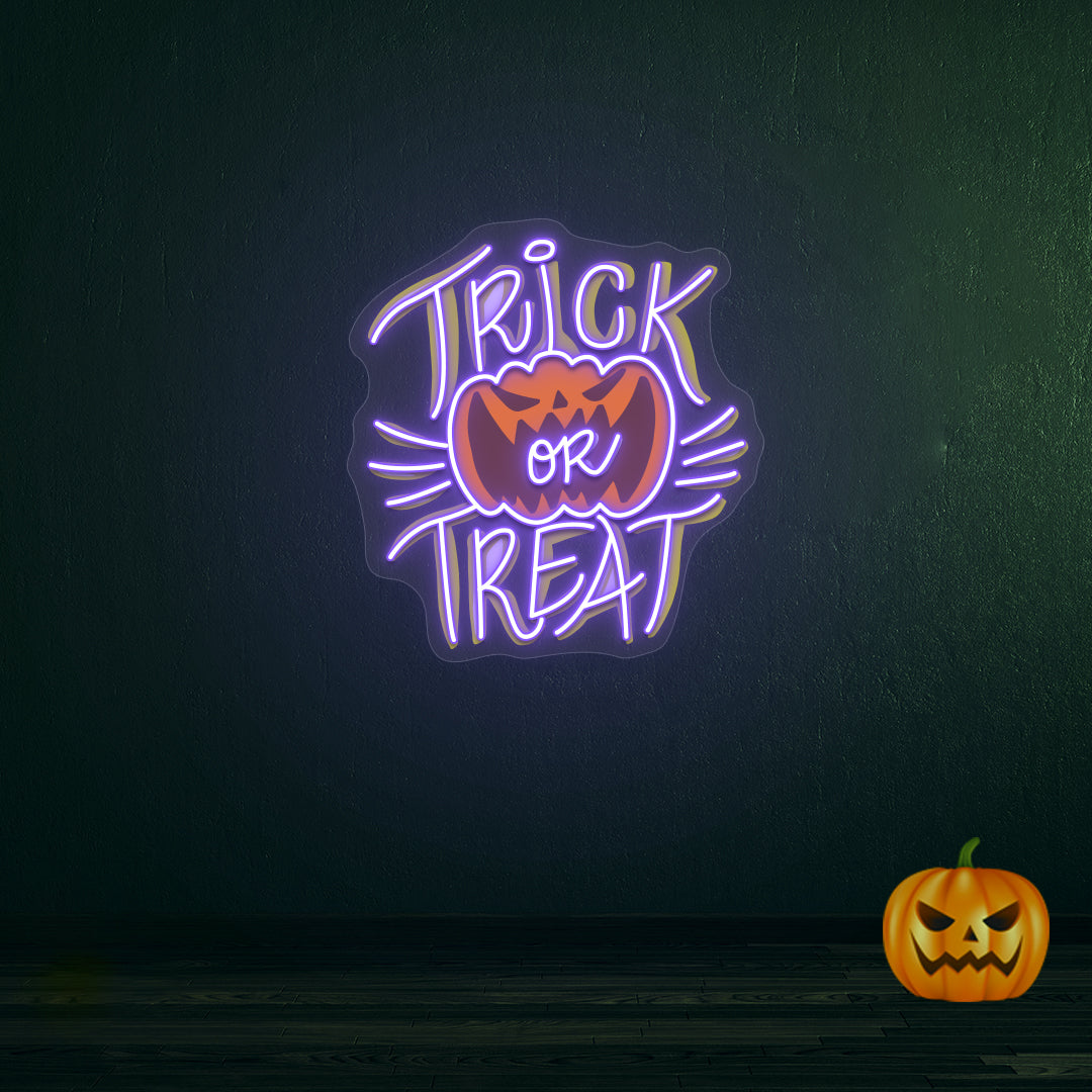 Trick Or Treat Neon Artwork | Purple