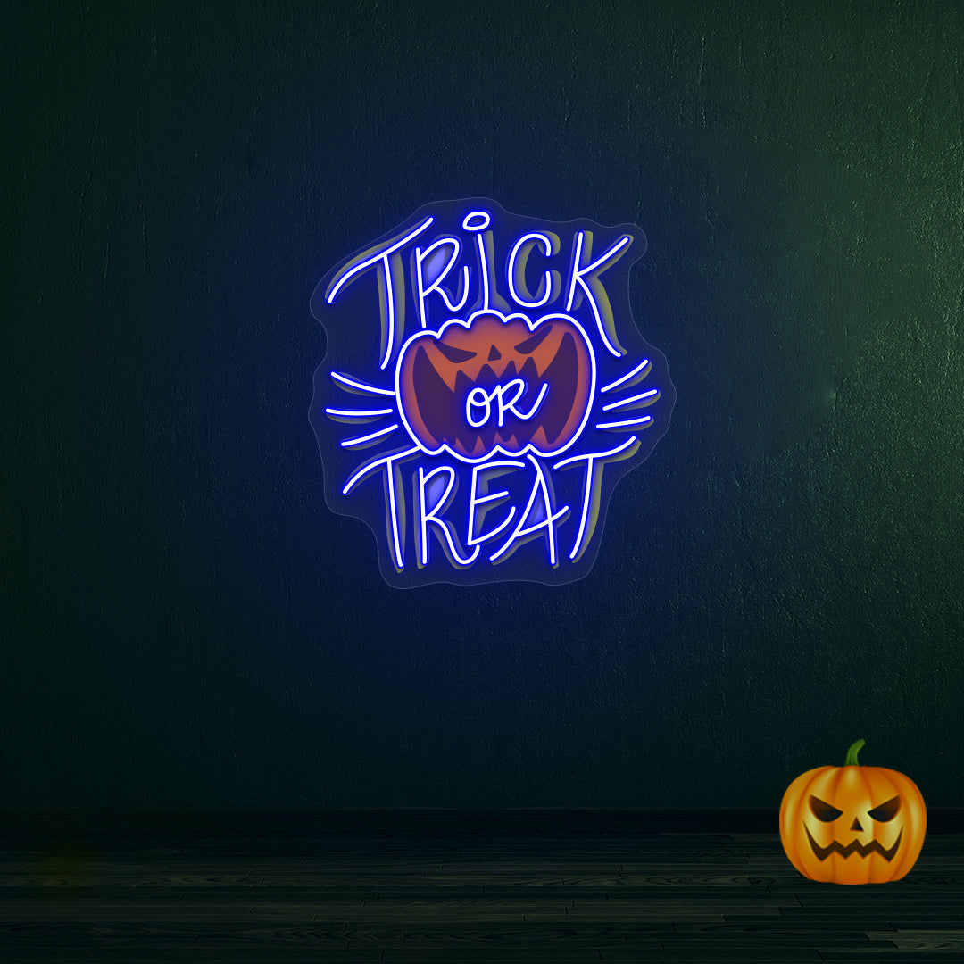 Trick Or Treat Neon Artwork | Blue