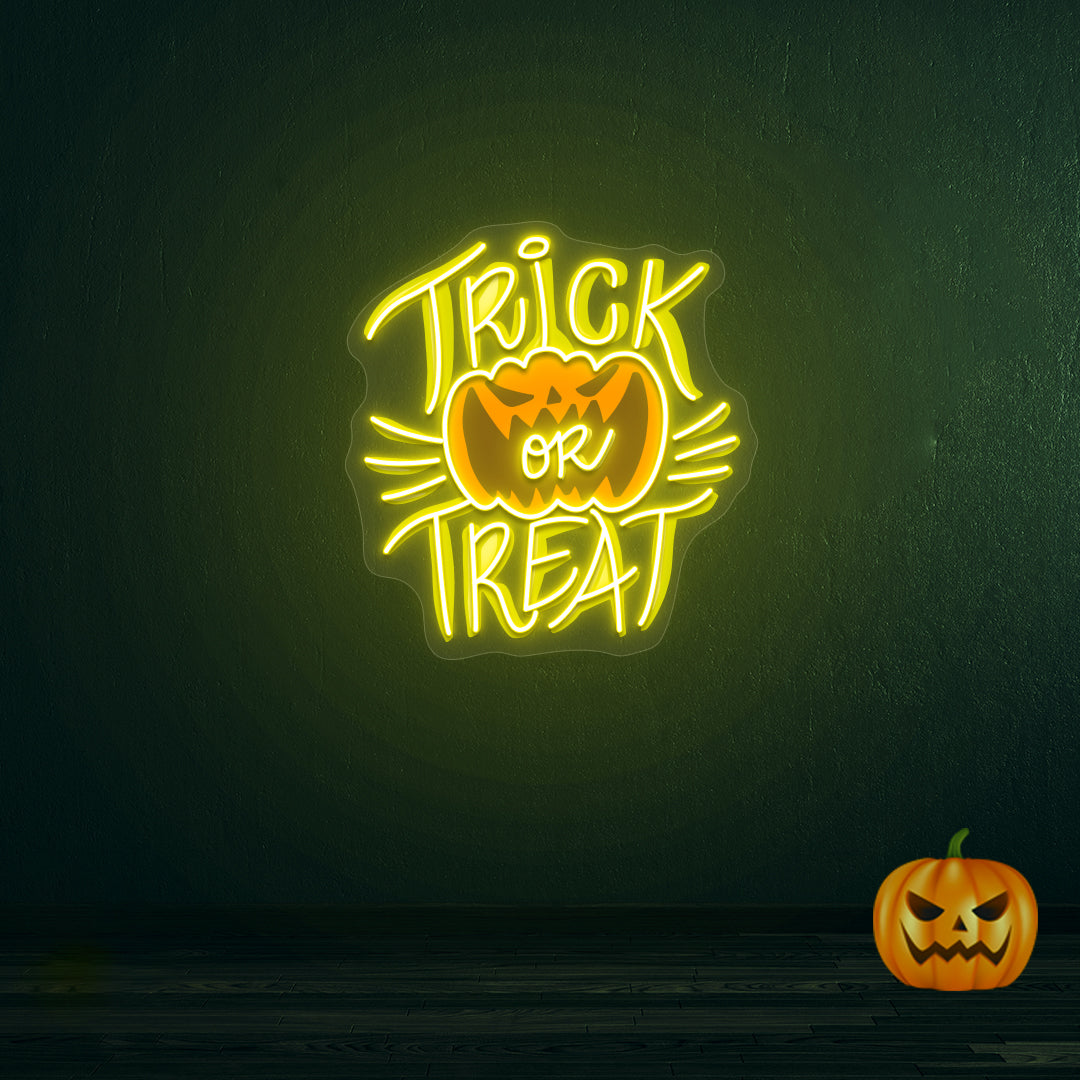 Trick Or Treat Neon Artwork | Yellow