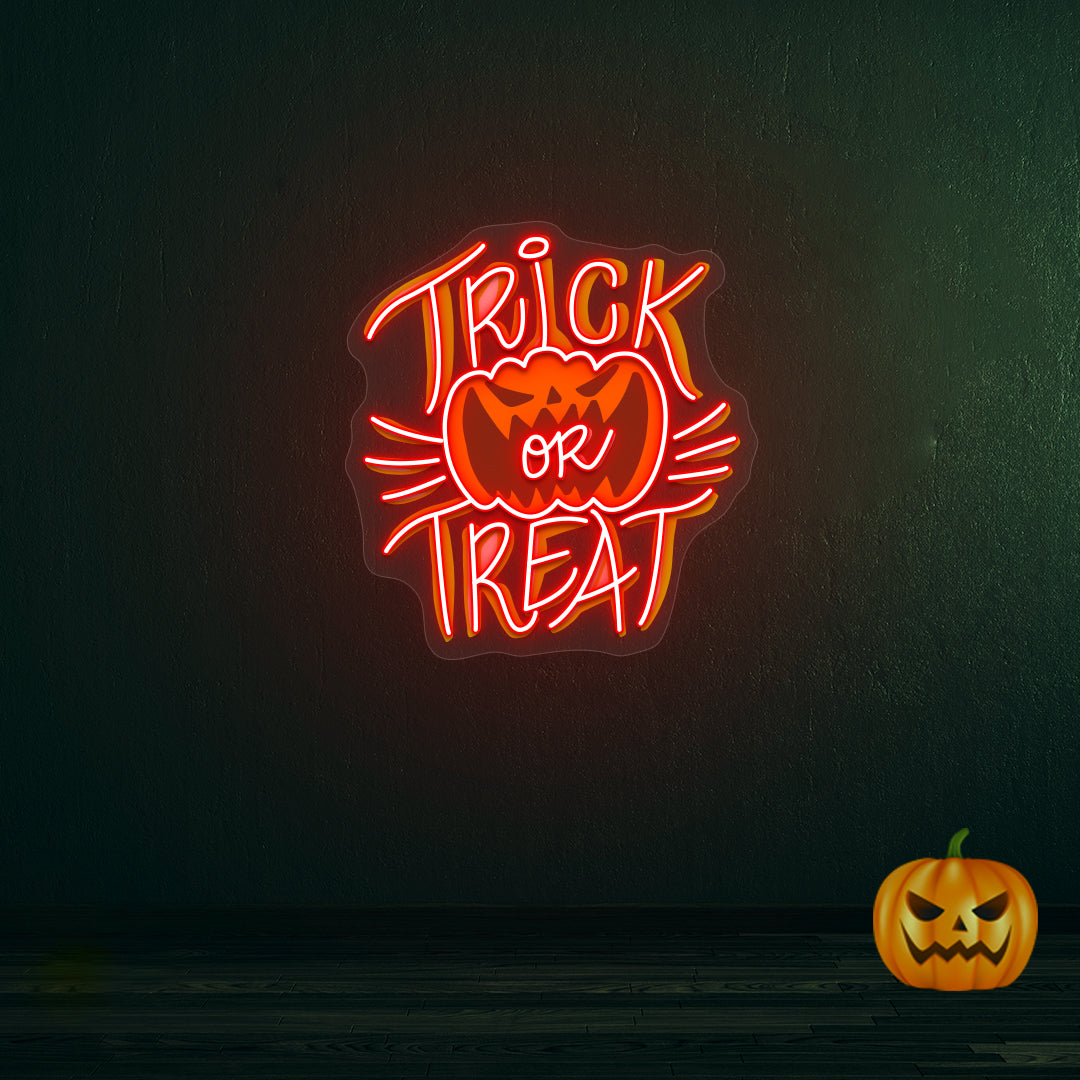 Trick Or Treat Neon Artwork | Red
