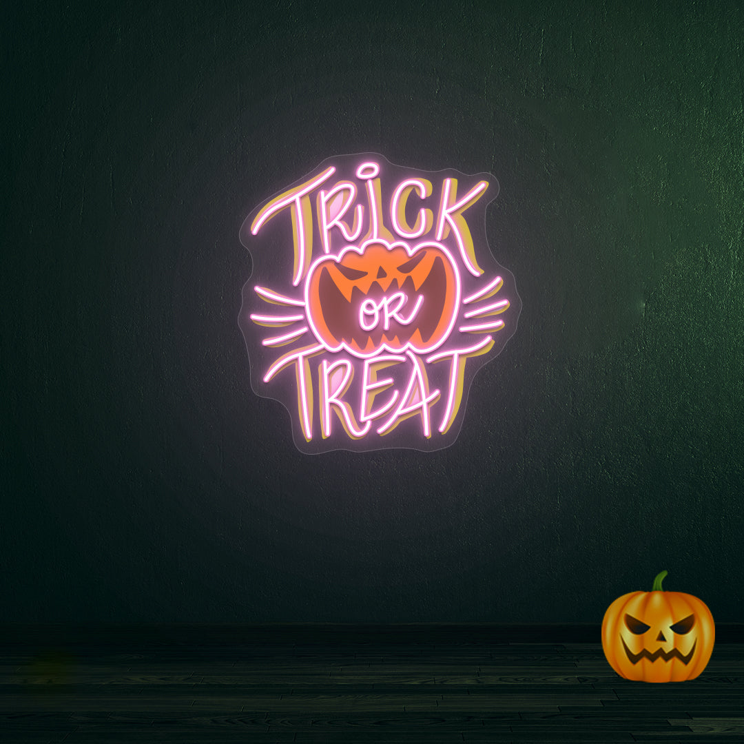 Trick Or Treat Neon Artwork | Pink