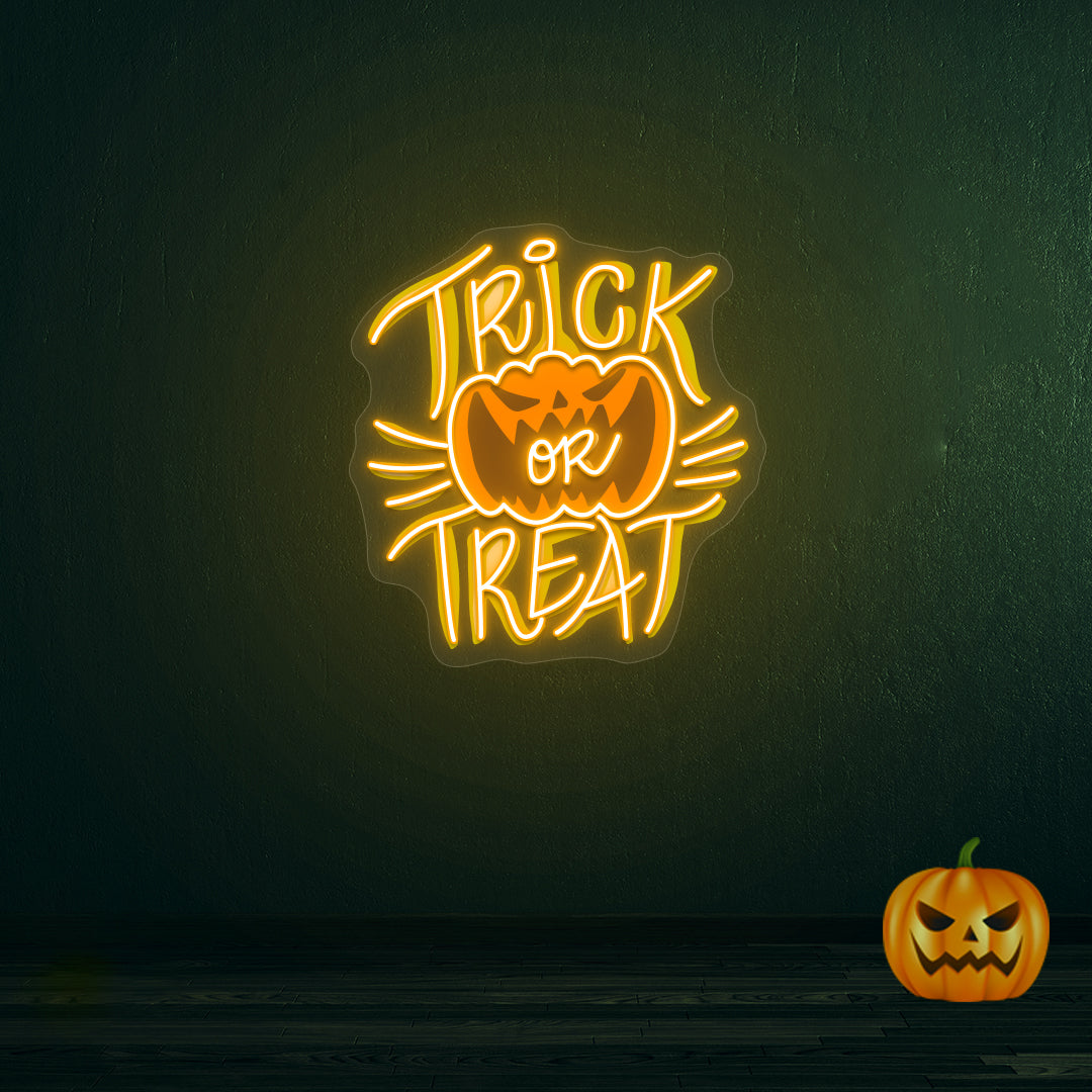 Trick Or Treat Neon Artwork | Orange