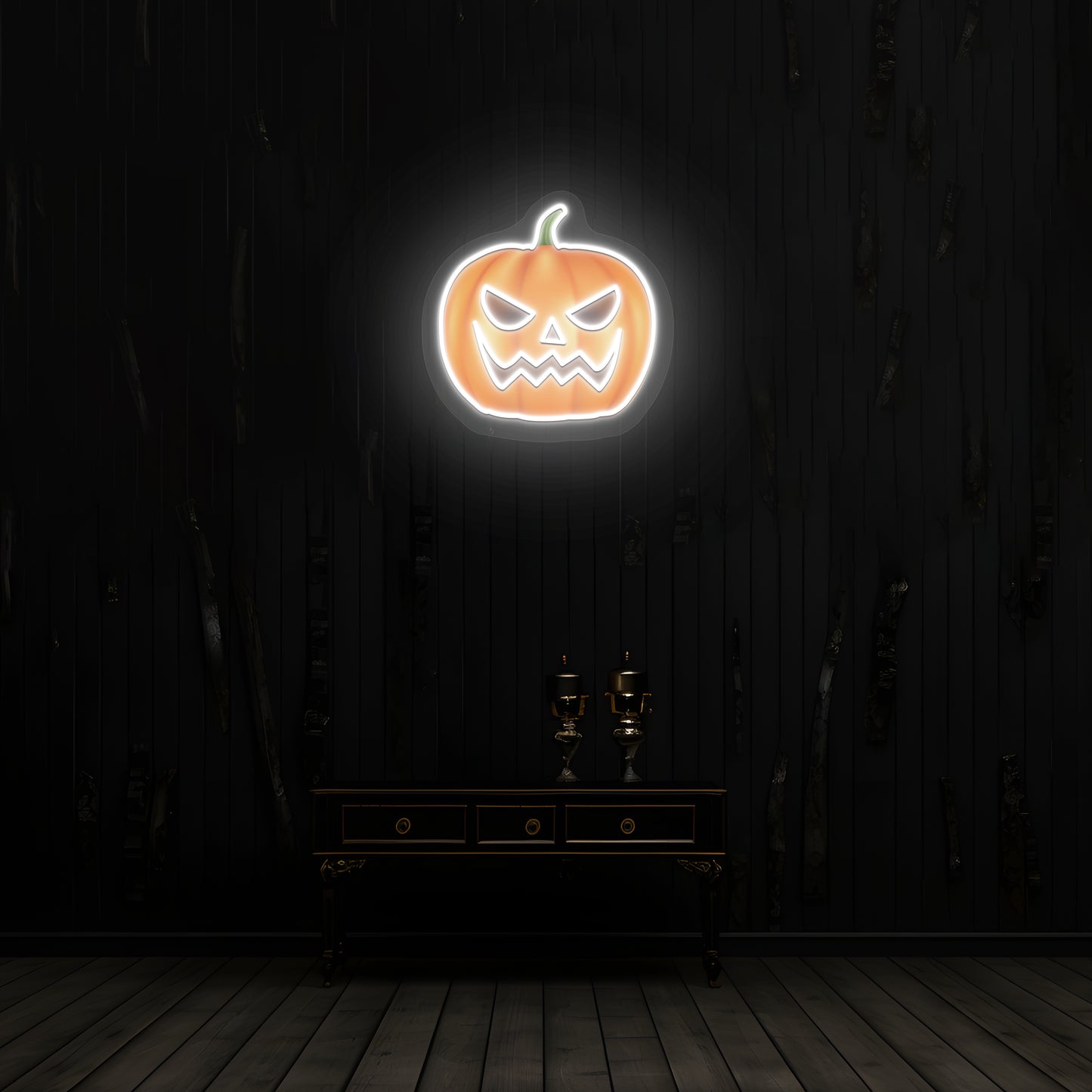 Angry Pumpkin Neon Artwork | Warmwhite