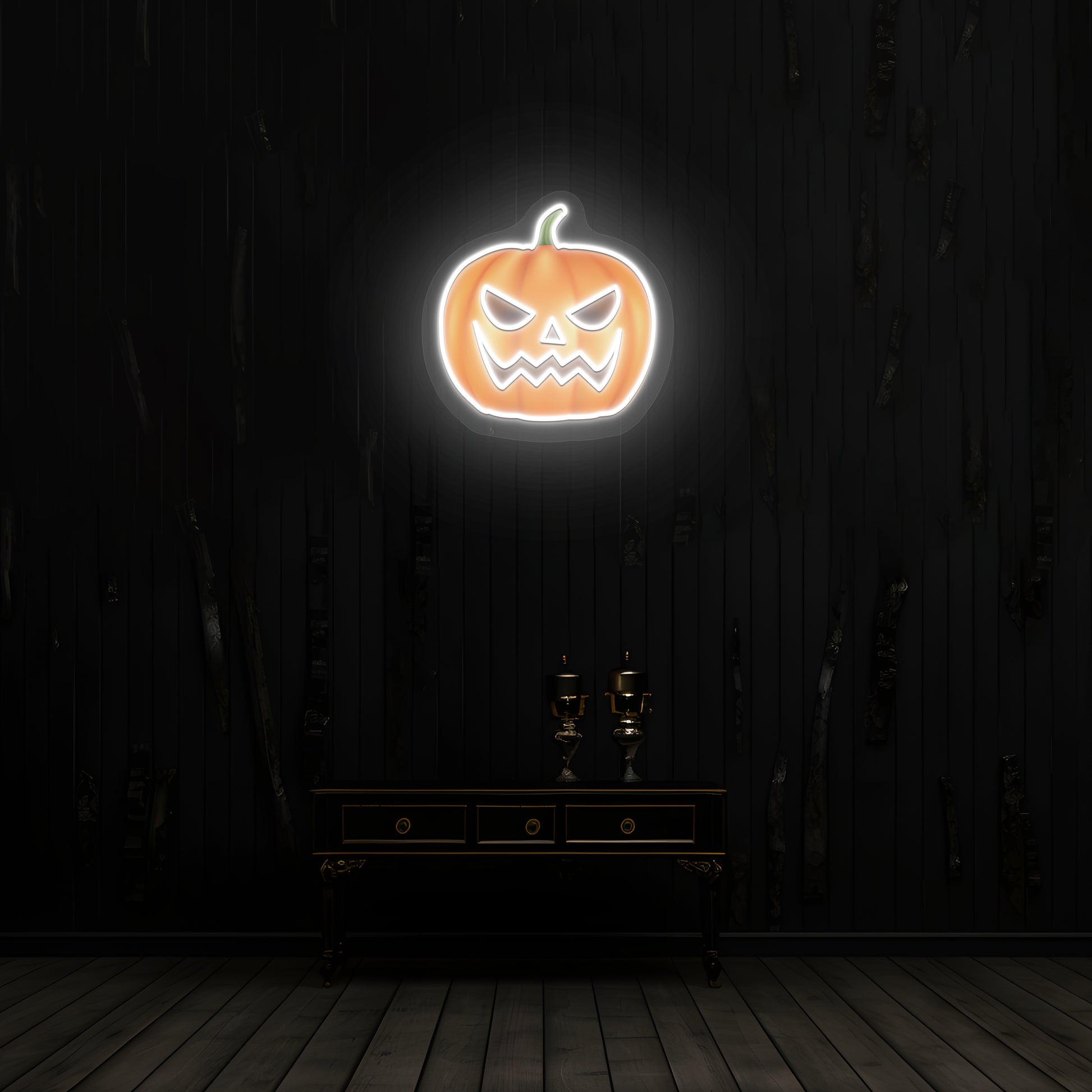 Angry Pumpkin Neon Artwork | Warmwhite