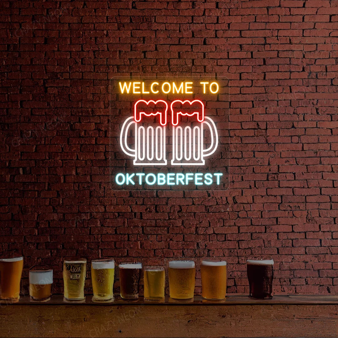 Welcome to Oktoberfest Neon Sign | White
