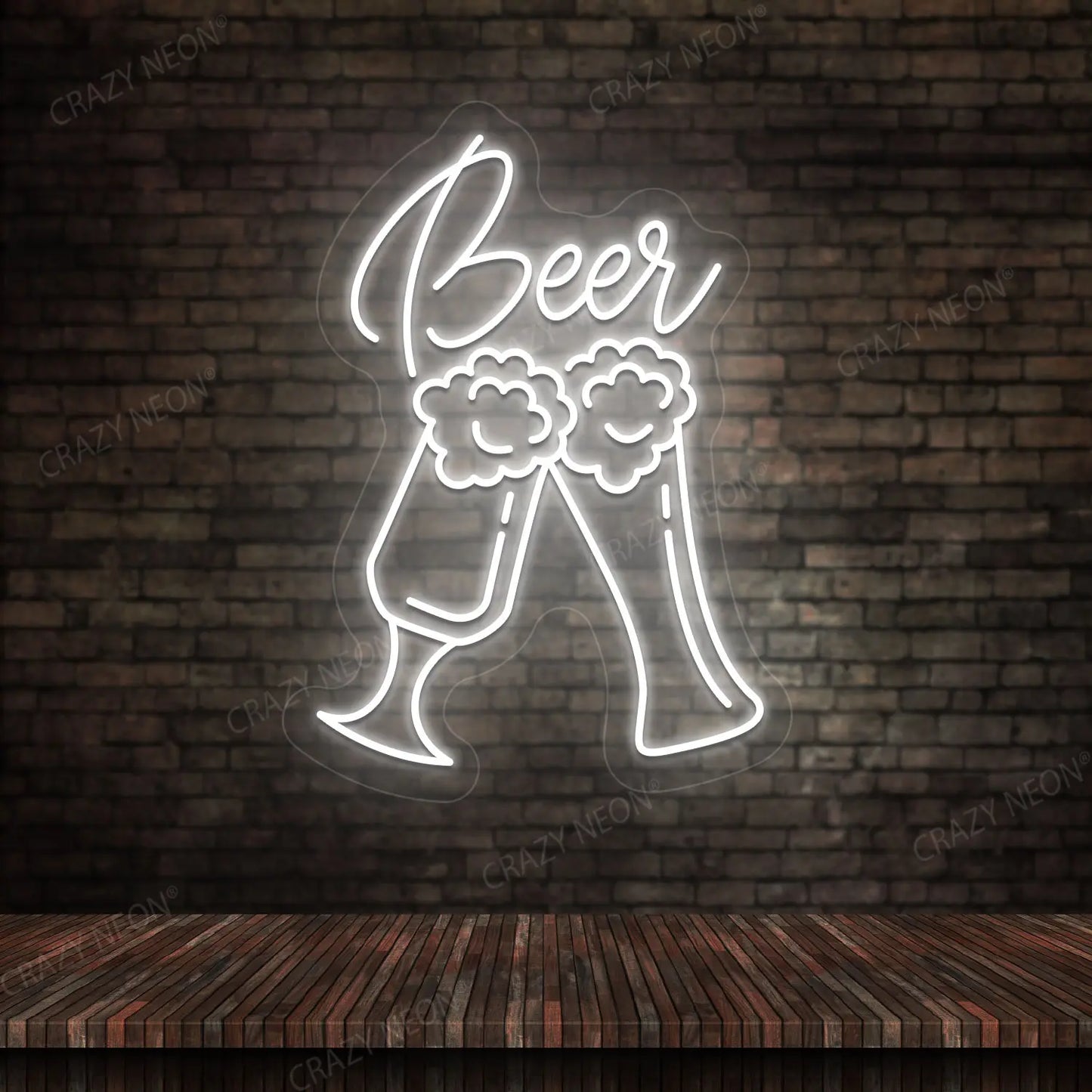 Beer Glass Multicolor Neon Sign | White