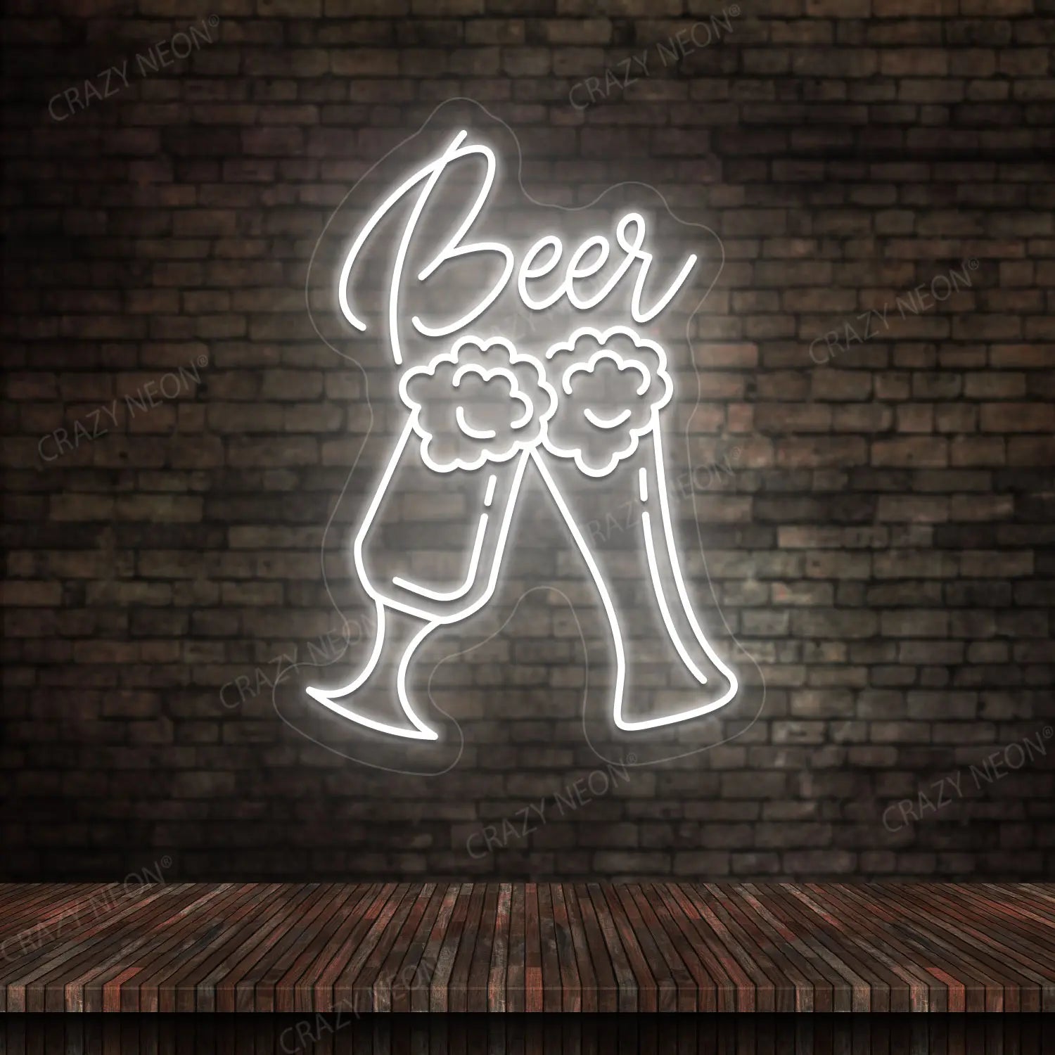 Beer Glass Multicolor Neon Sign | White