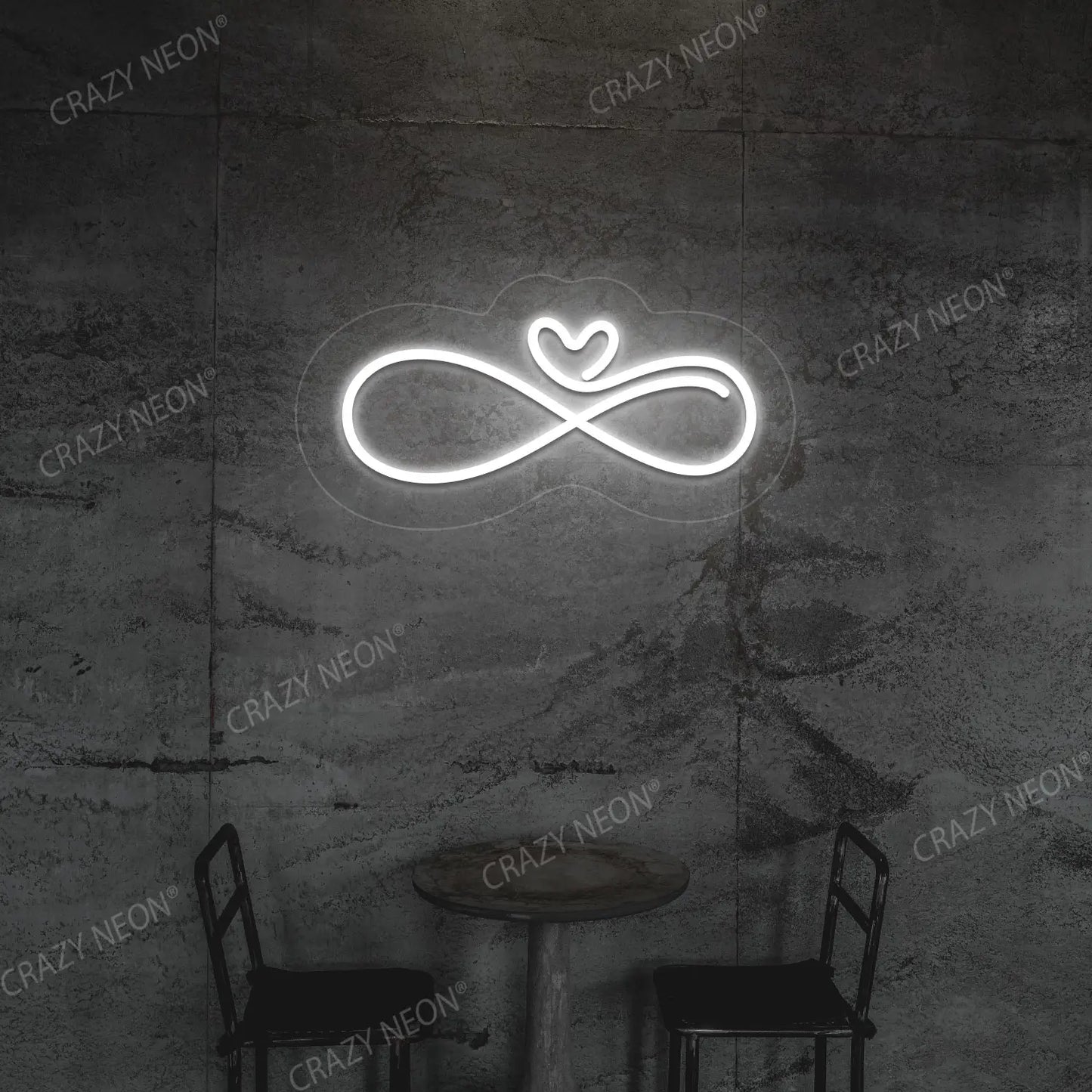 Infinity Heart Neon Sign | White