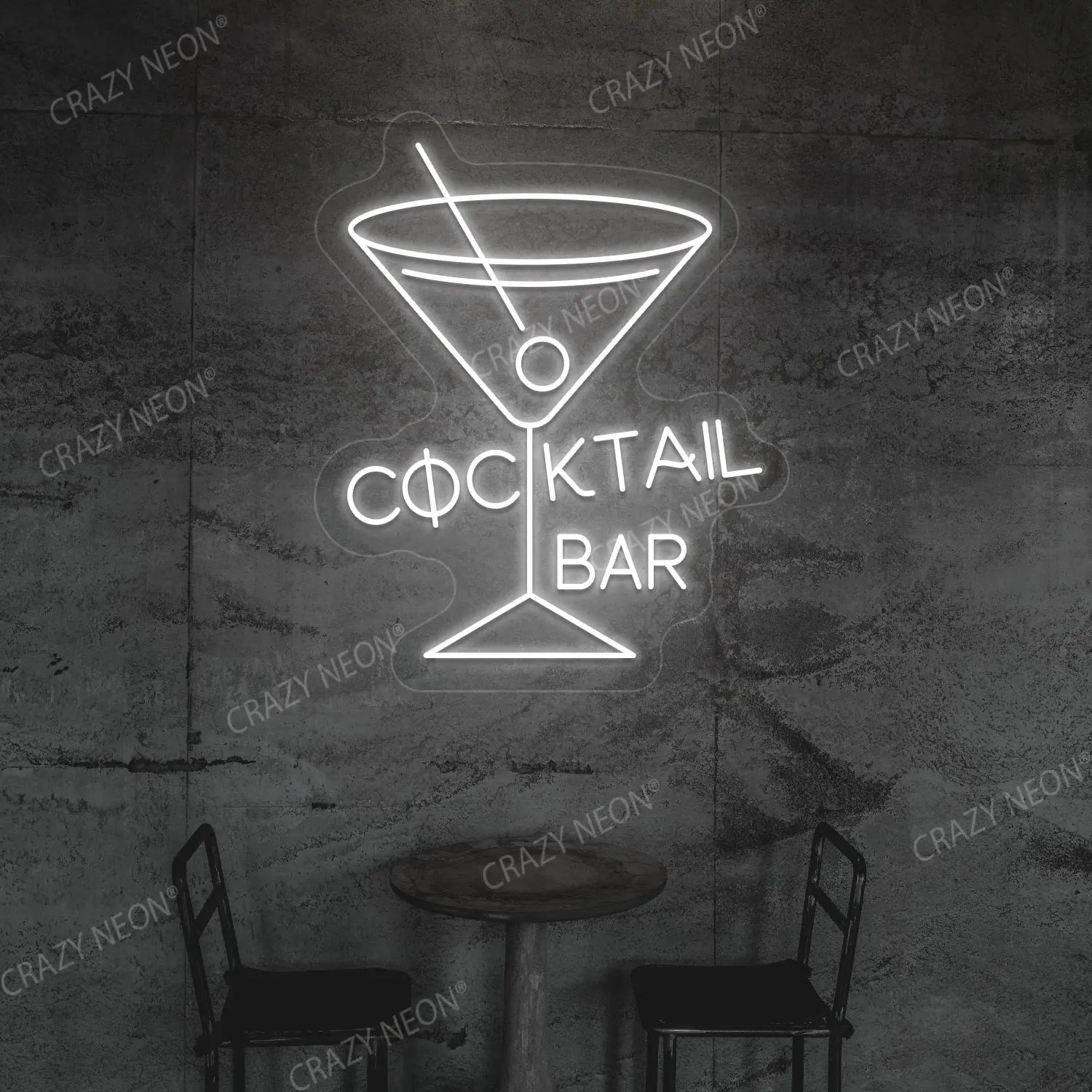 Cocktail Bar Neon Sign | White