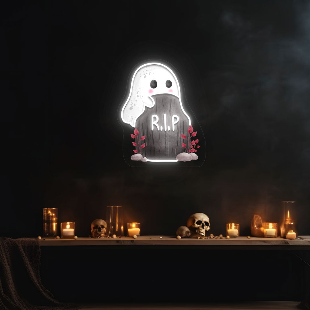 Ghoul On Tombstone UV Print Neon Sign | CNUS019480