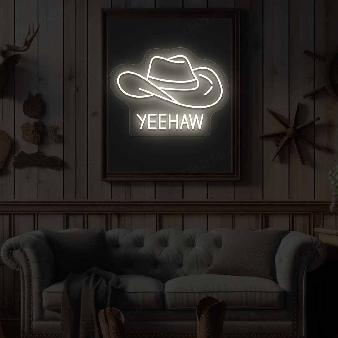 Yeehaw Cowboy Hat Neon Sign | Warmwhite