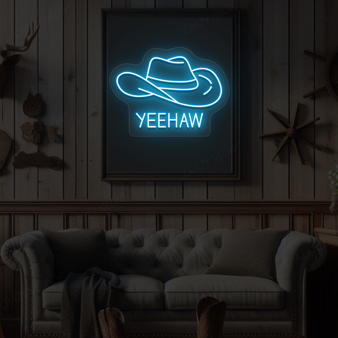 Yeehaw Cowboy Hat Neon Sign | Iceblue