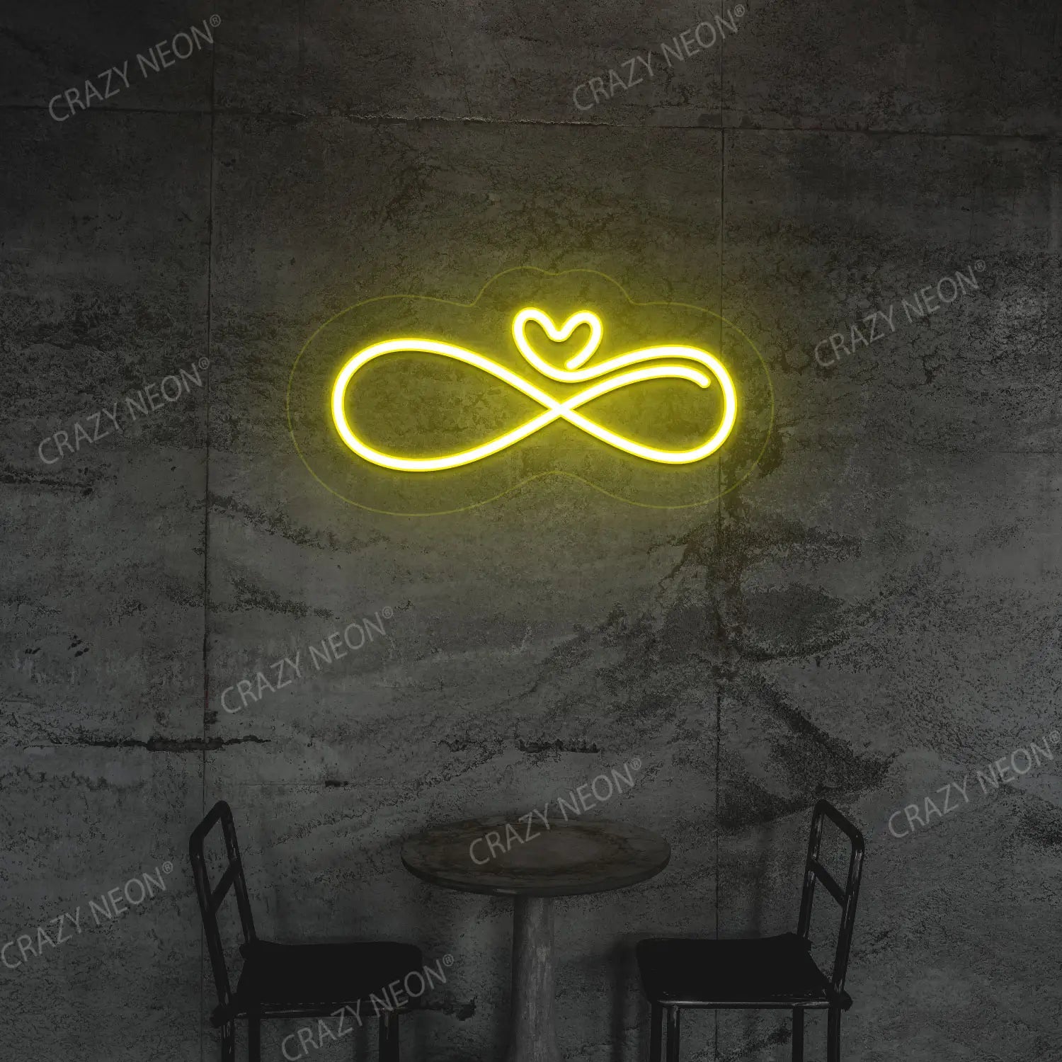 Infinity Heart Neon Sign | Yellow