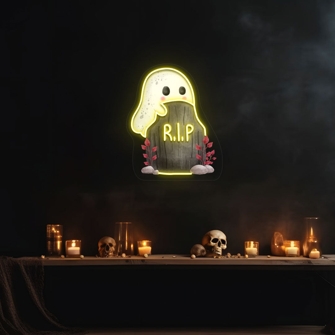 Ghoul On Tombstone UV Print Neon Sign | CNUS019480