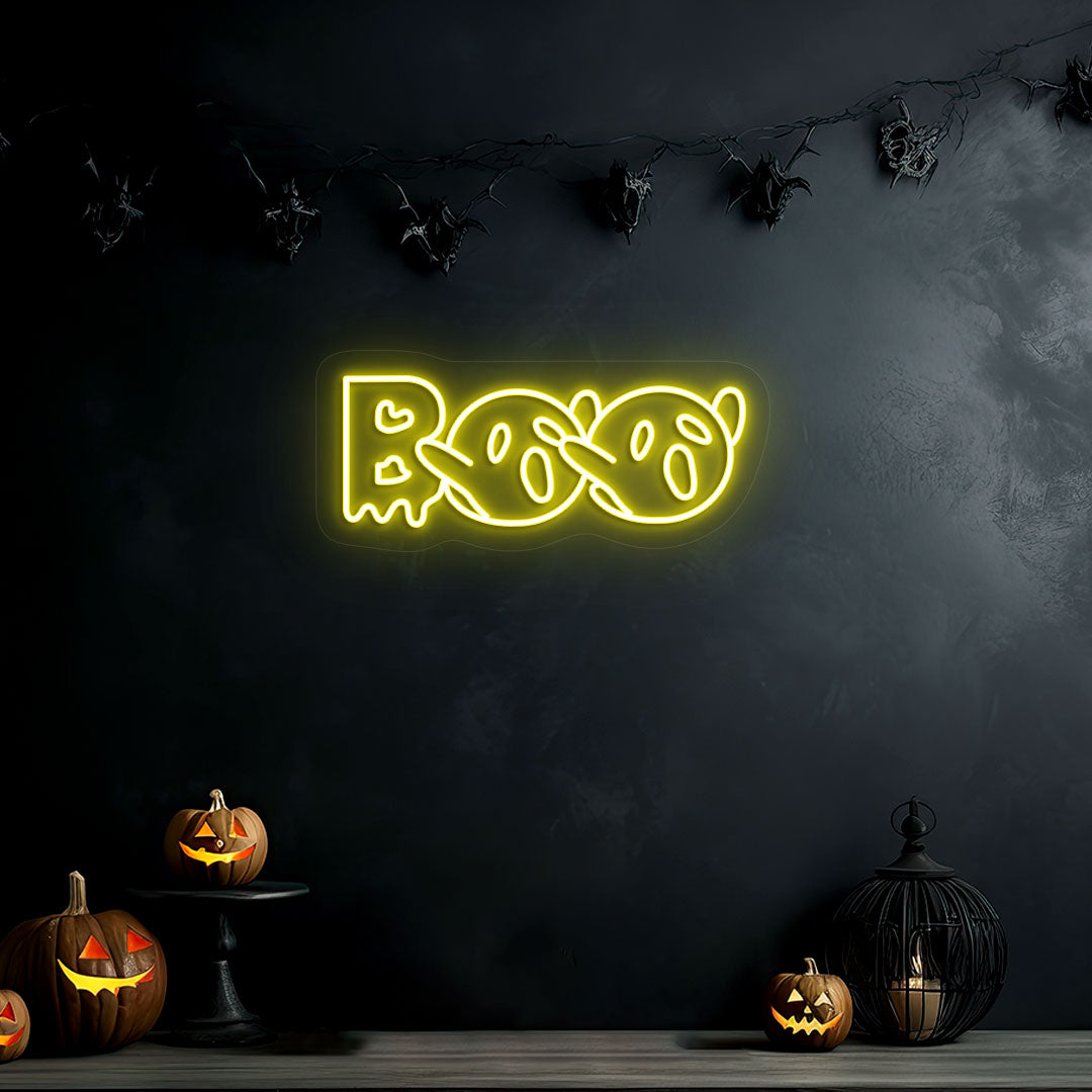 Boo With Ghouls Neon Sign | Yellow