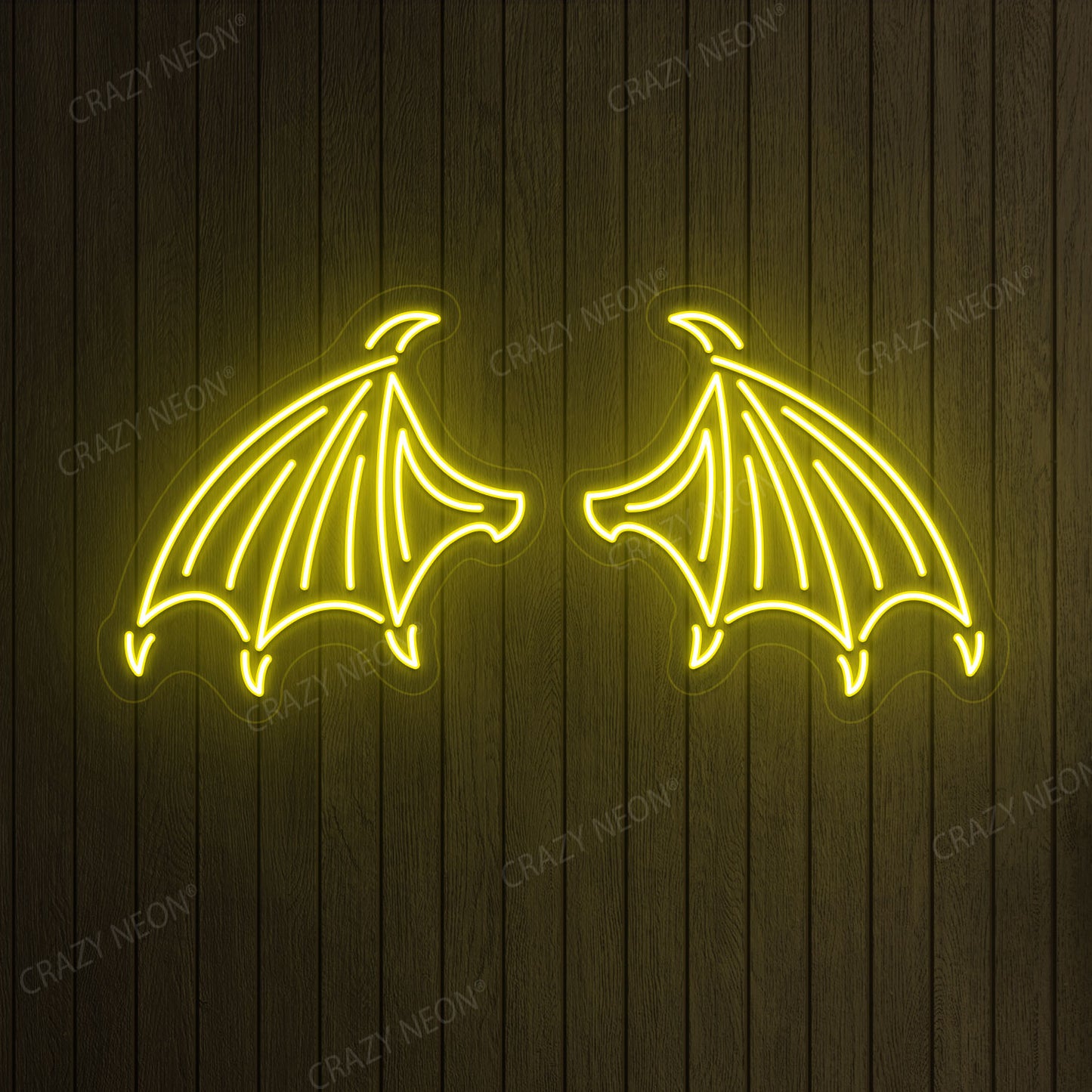 Bat Wings Neon Sign | Yellow