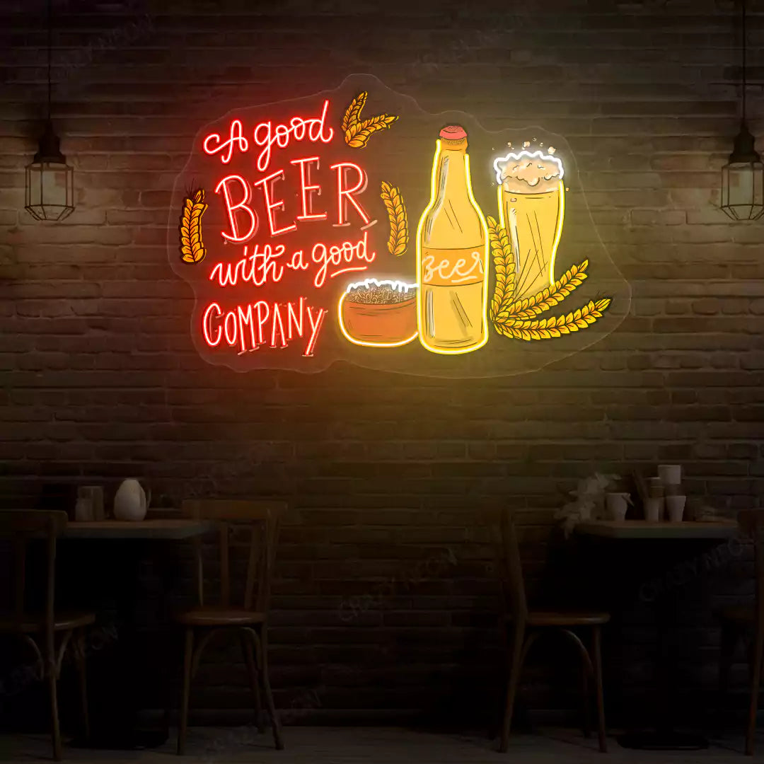 A Good Beer With A Good Company Neon Sign | Red