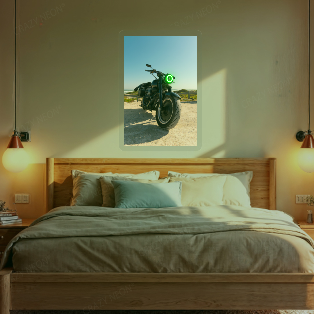 Night Rider Halo Bike Neon Artwork | Green