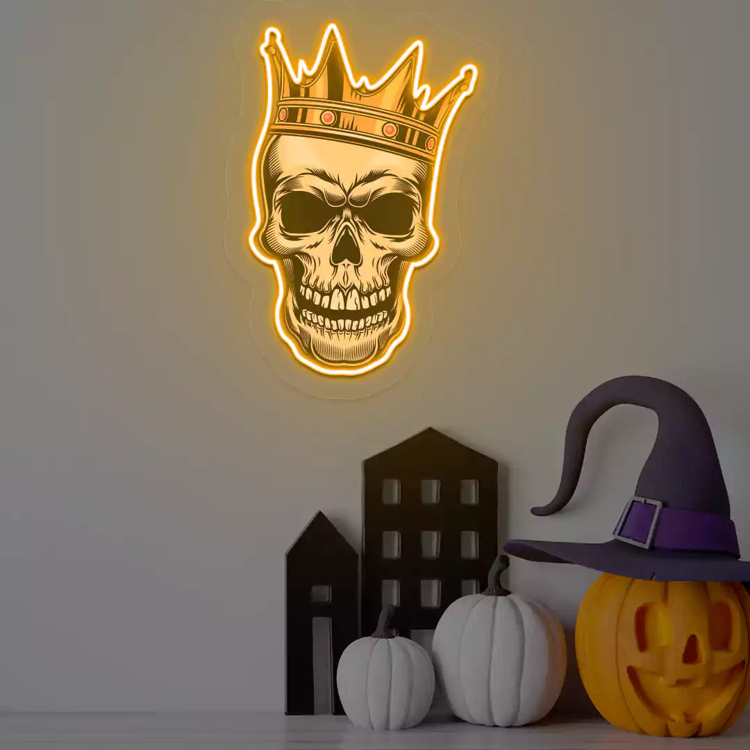 King Skull Neon Artwork | Orange