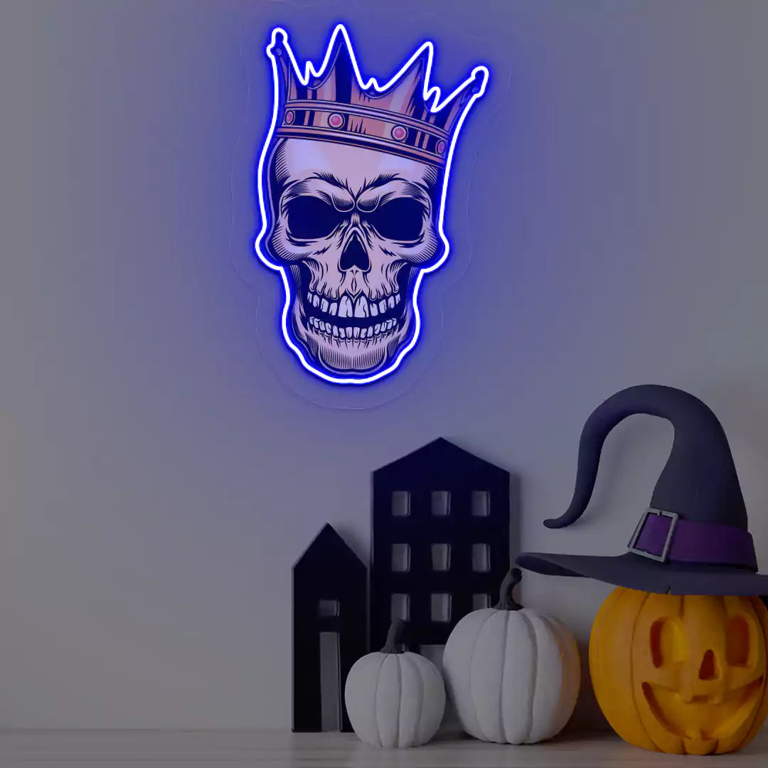 King Skull Neon Artwork | Blue