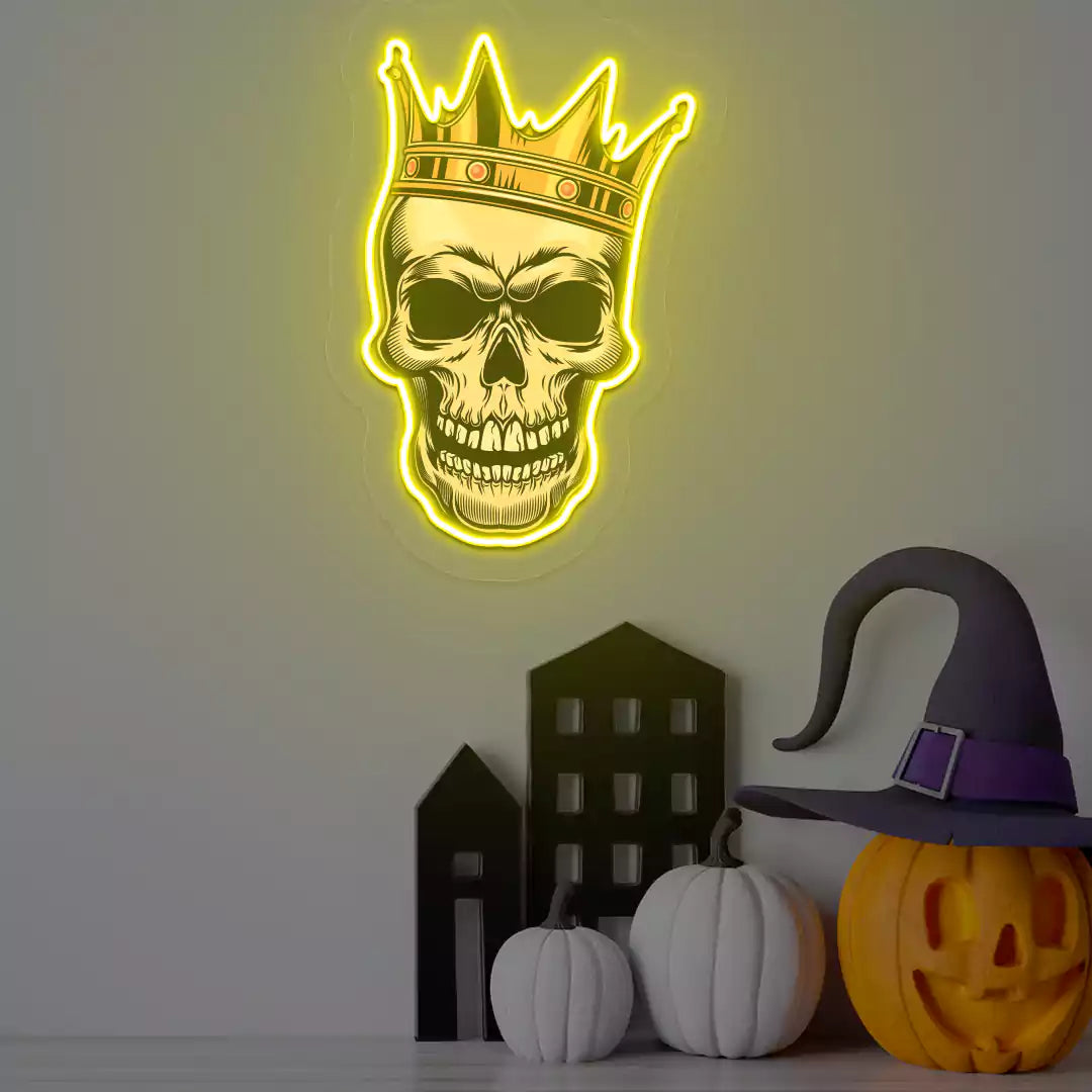 King Skull Neon Artwork | Yellow