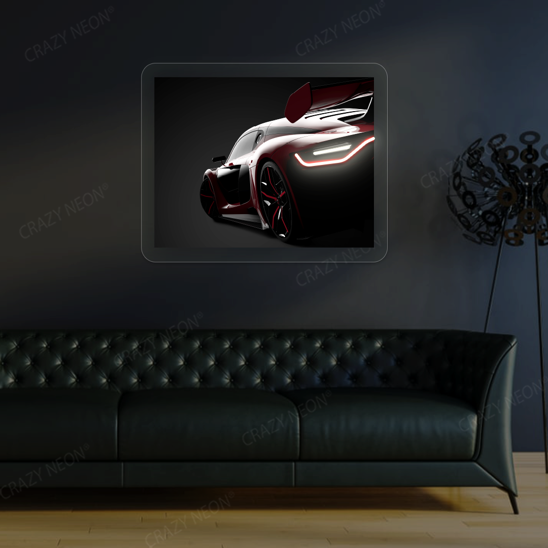 Red Velocity Supercar Neon Artwork | Warmwhite
