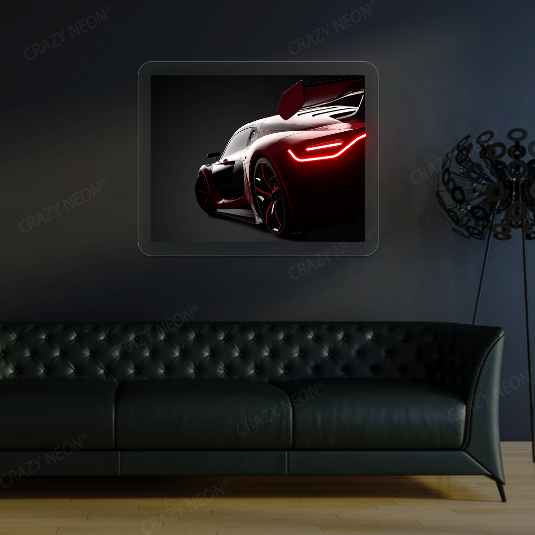 Red Velocity Supercar Neon Artwork | Red