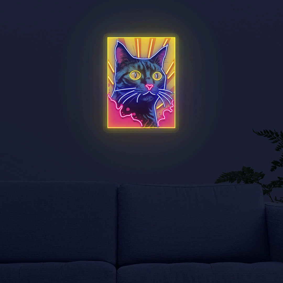 Cat Artwork Neon Sign | Blue